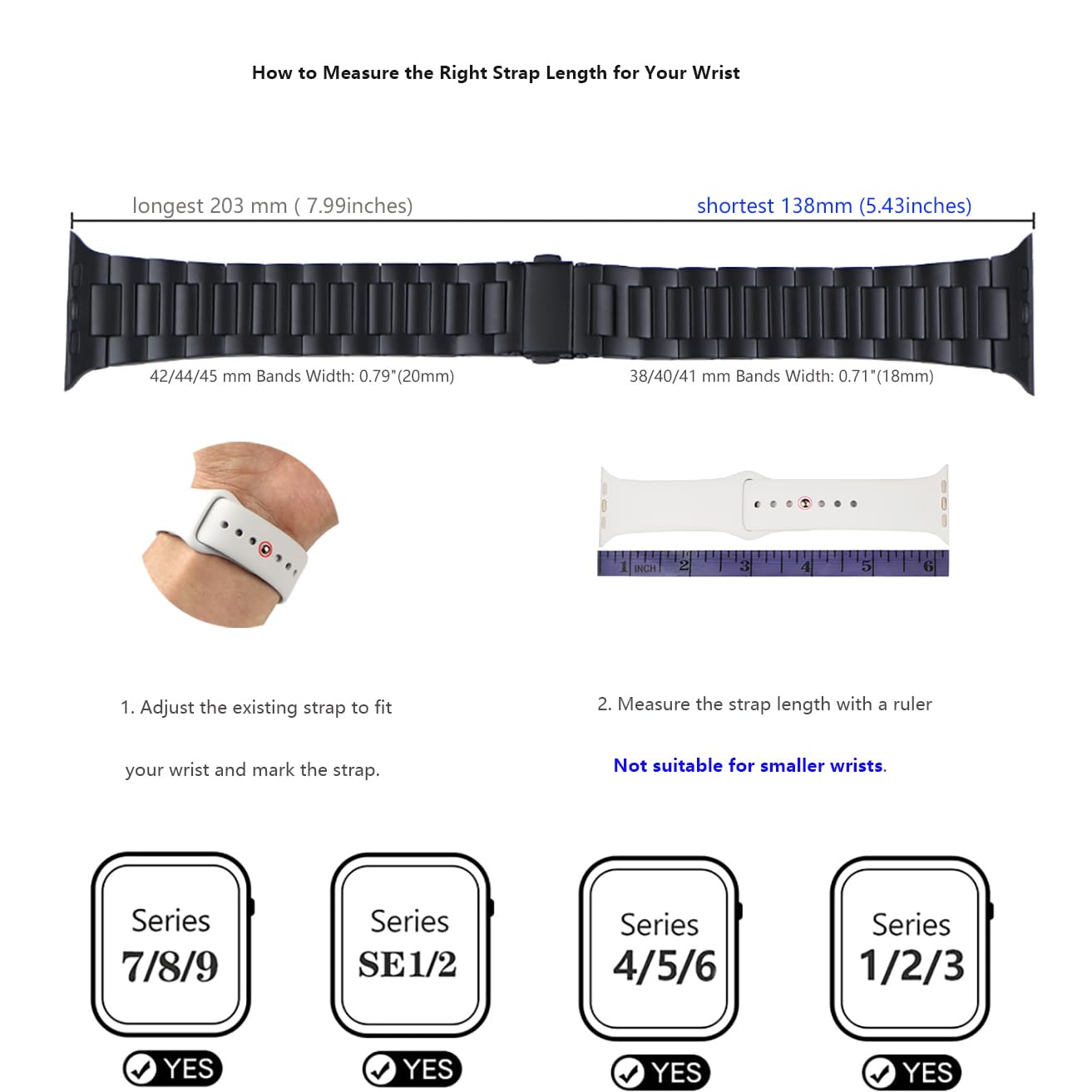 Stainless Steel Apple Watch Band Compatible with Series 9/8/7/6/5/4/3/2/1/SE/SE2 - 38mm 40mm 41mm Metal Watch Strap for Women & Men - Perfect for Business, Office and Formal Occasions