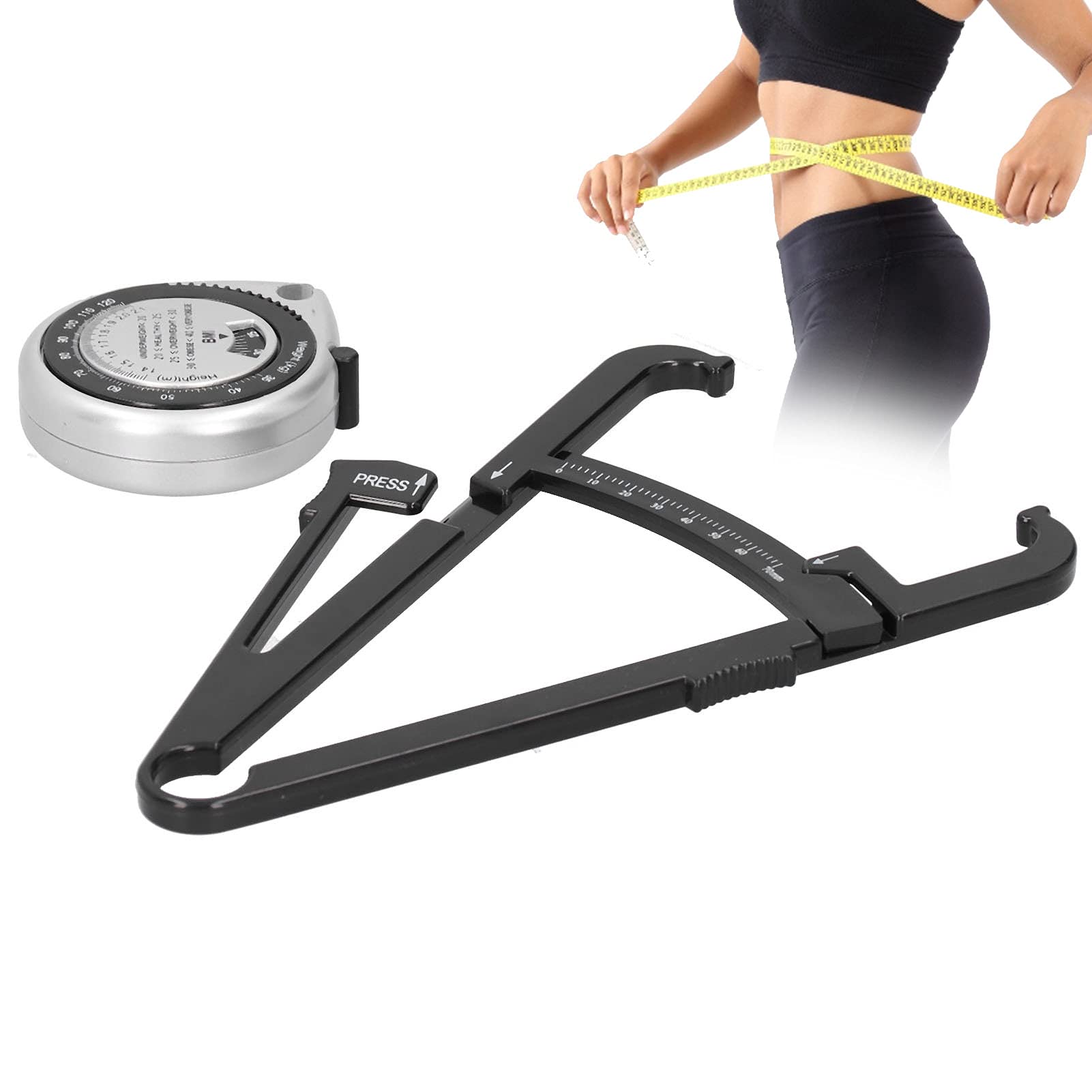 Professional Body Fat Caliper & Measuring Tape Set - Accurate BMI Skinfold Measurement Tool for Fitness, Weight Loss, and Health Tracking | Perfect for Home Gym, Personal Trainers, and Health Enthusiasts