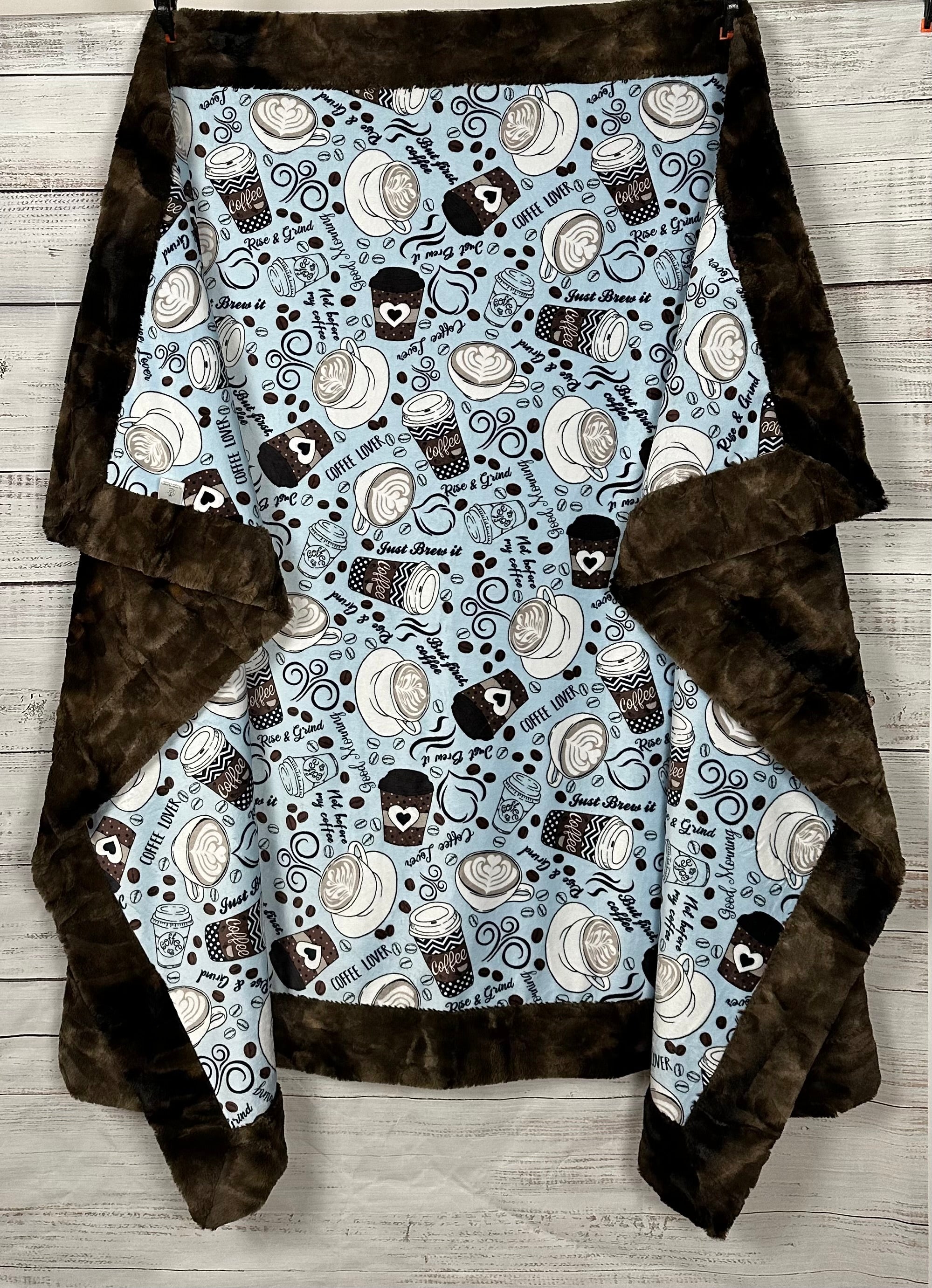 Rise & Grind Brown Rabbit Tie Dye Adult XL Minky Blanket 53x81 - Soft Cozy Throw for Bed, Couch & Outdoor Use