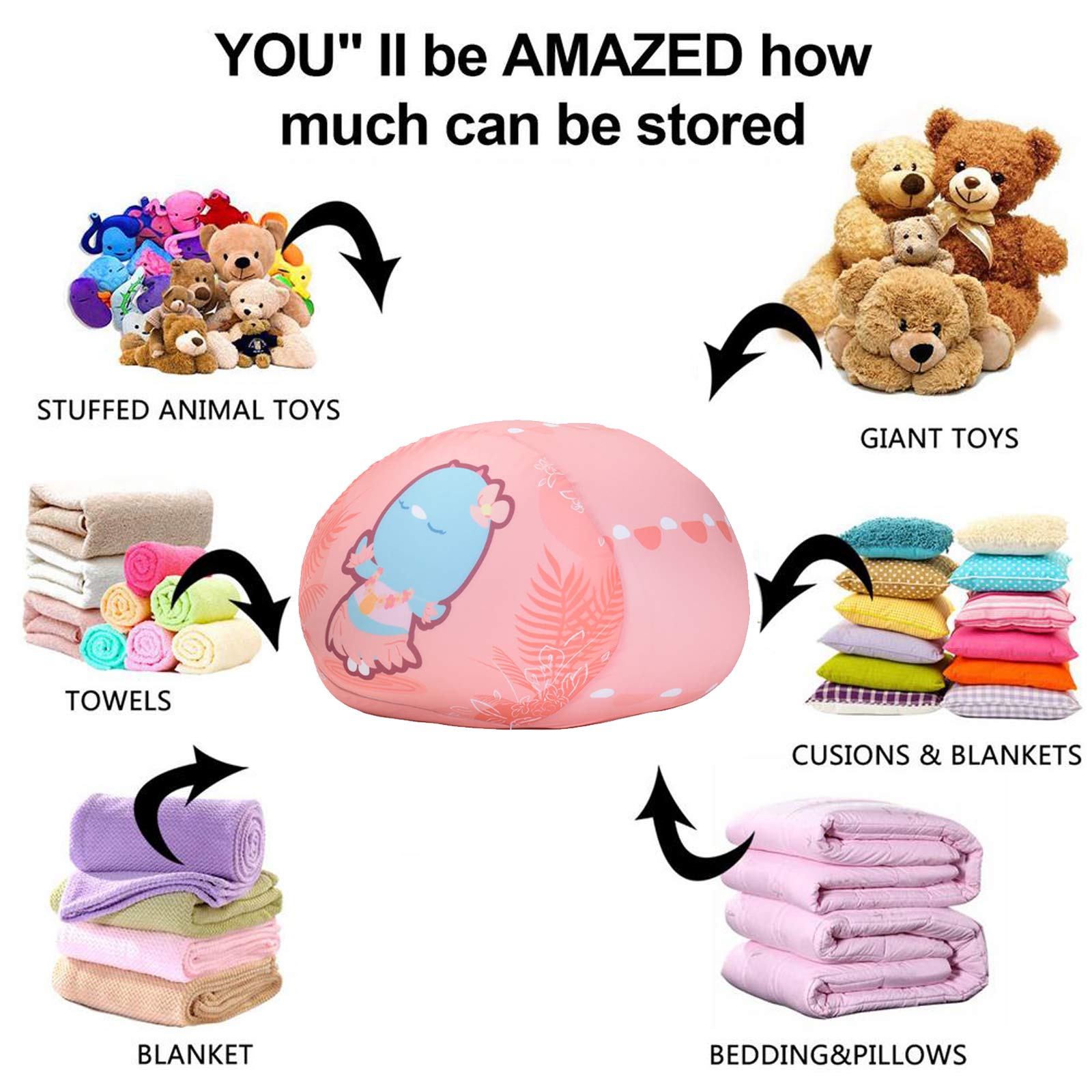 Classic Bean Bag Chair Cover - Washable Sofa Slipcover & Toy Storage Organizer for Kids and Adults (Empty, No Filling) - Perfect for Playrooms, Dorms & Living Rooms