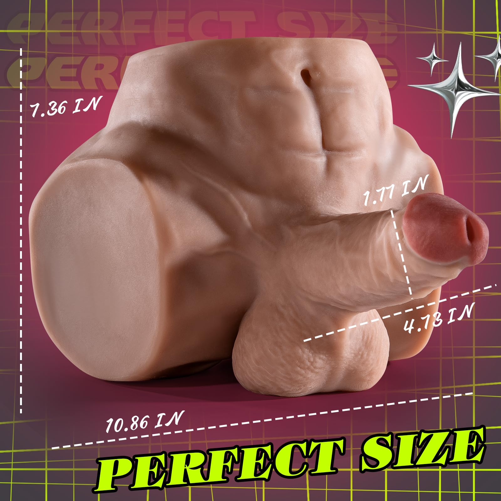 Realistic Male Sex Doll with Thick Dildo & Testicles - 7.7 LB Lifelike Torso Masturbator with Tight Anal Hole - Unisex Adult Toy for Gay Men & Couples - Perfect for Solo Play & Partner Exploration