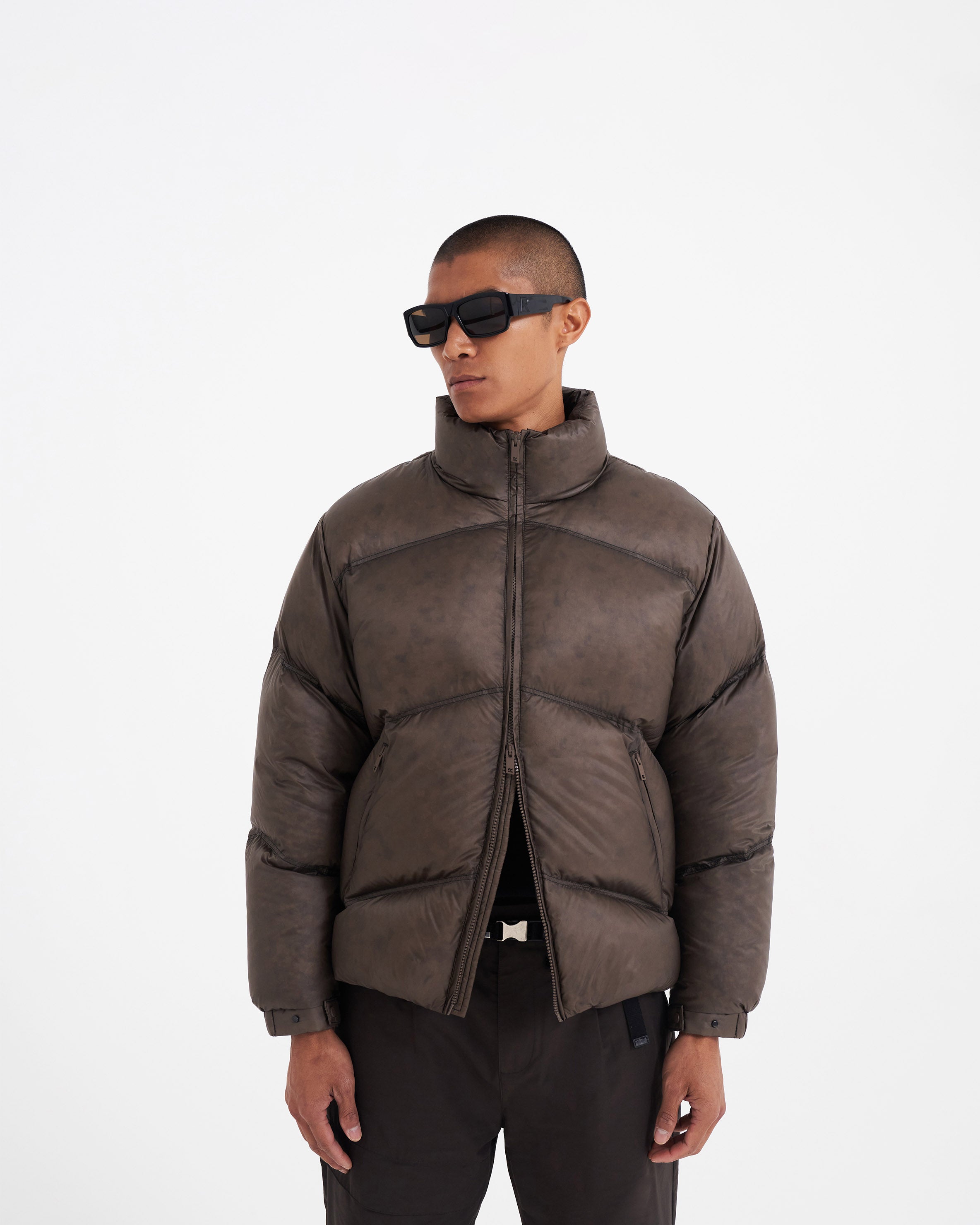 Washed Brown Puffer Jacket for Men & Women - Lightweight Warm Winter Coat for Outdoor Activities, Travel & Casual Wear
