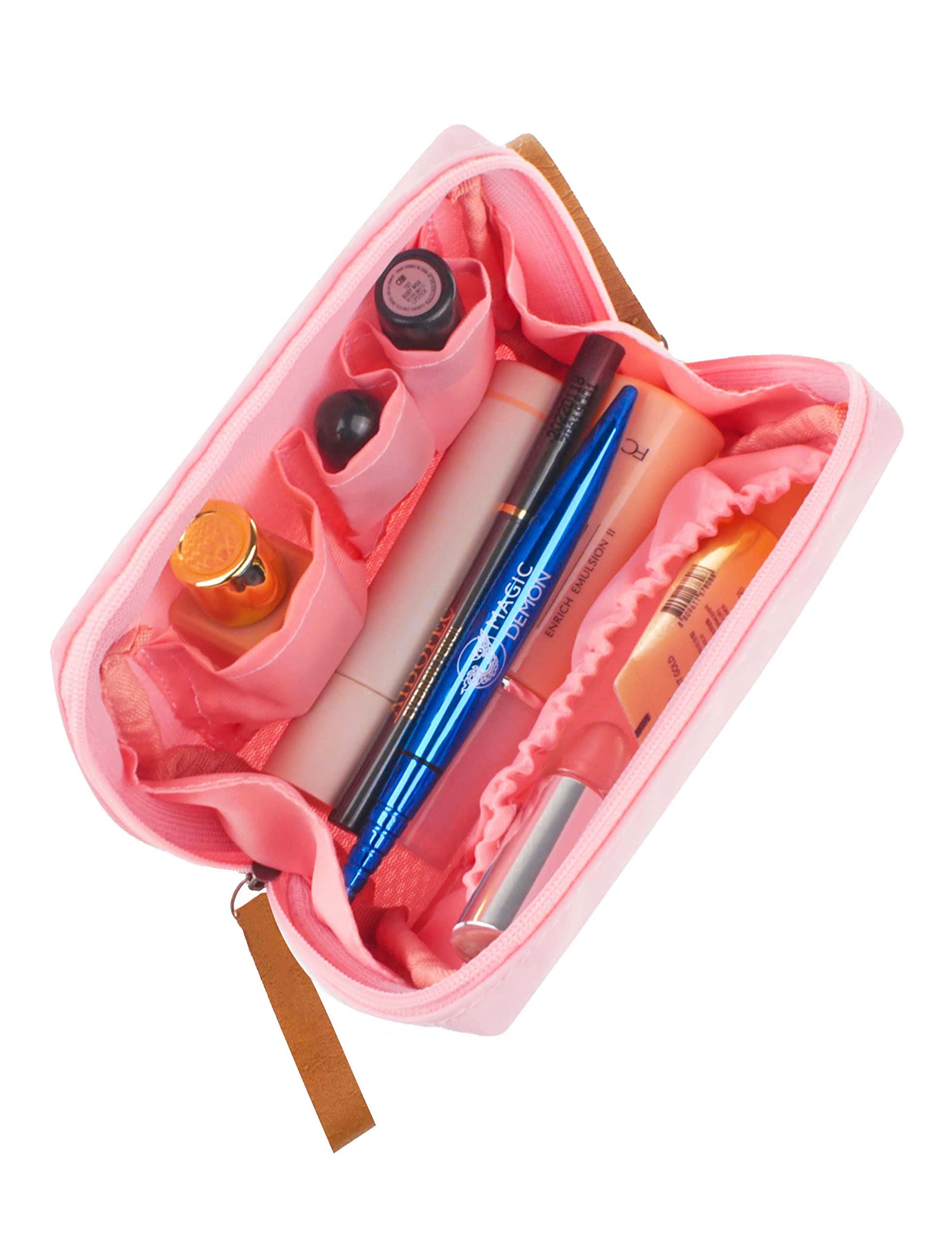 Waterproof Small Makeup Bag for Women - Portable Travel Cosmetic Pouch, Square Pink Organizer for Toiletries, Cosmetics & Jewelry | Perfect for Travel, Gym, Daily Use & Gift Giving
