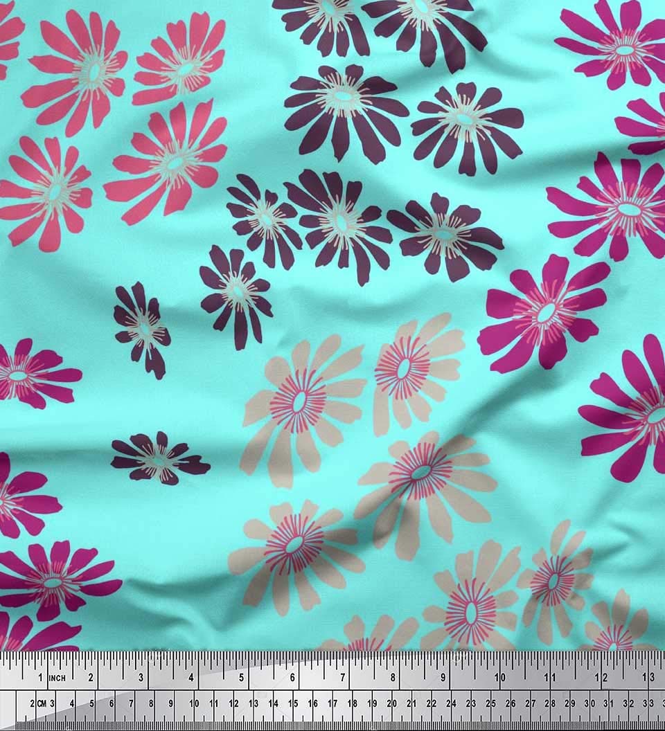 Soimoi Moss Georgette Brown Fabric by The Yard - 42 Inch Wide Floral Print Fabric for Dresses, Scarves & DIY Fashion Projects - Artistic Flower Splash Design - Lightweight & Flowy Material for Sewing