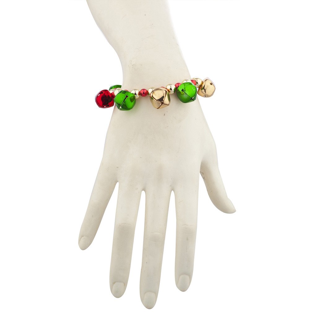 Silver Jingle Bell Bracelet Set - 2PC Christmas Holiday Jewelry for Party Gifts