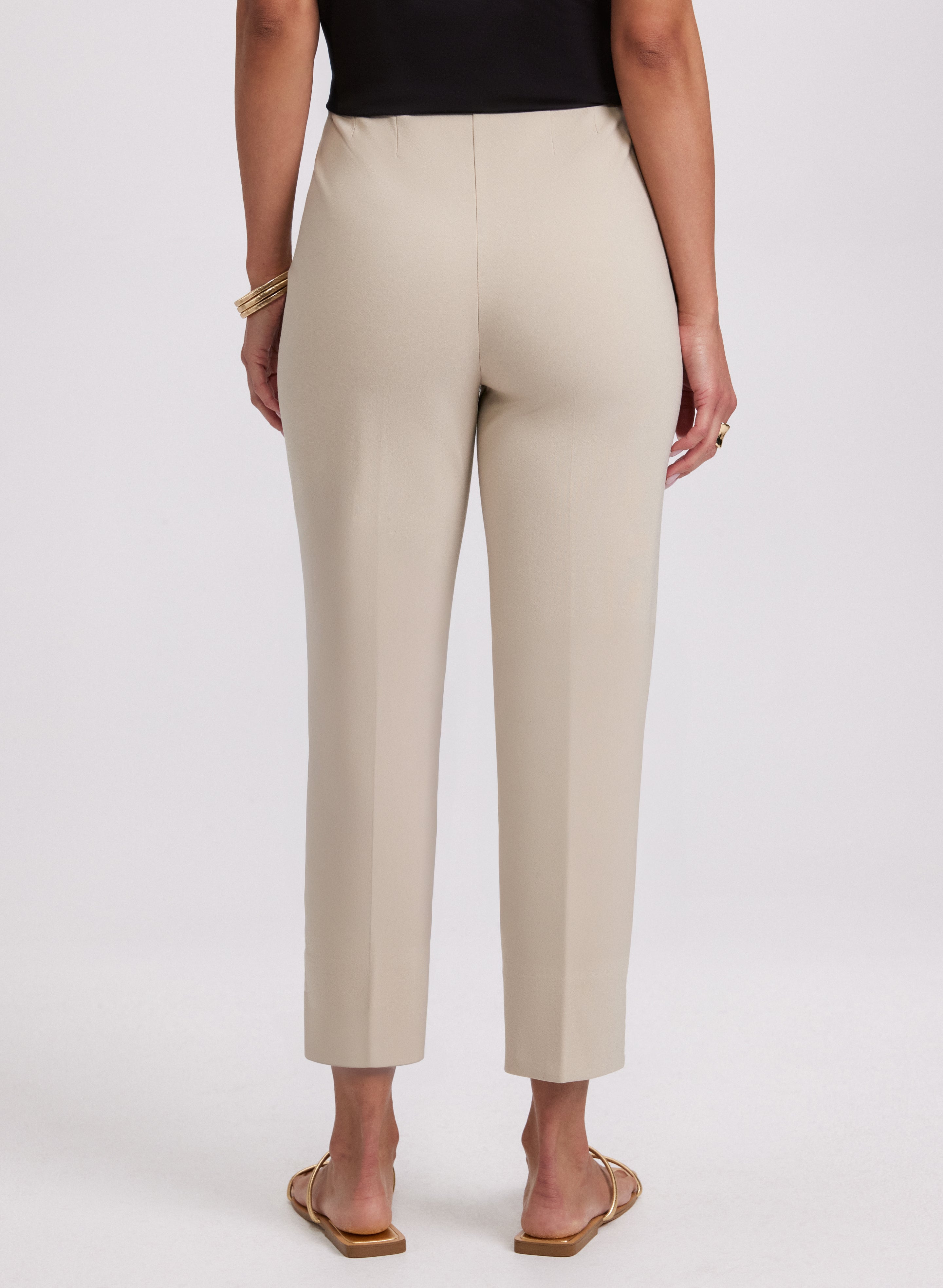 Emma Button Detail Pants for Women - High Waisted Stretch Comfort Fit Trousers | Perfect for Office, Travel & Casual Wear