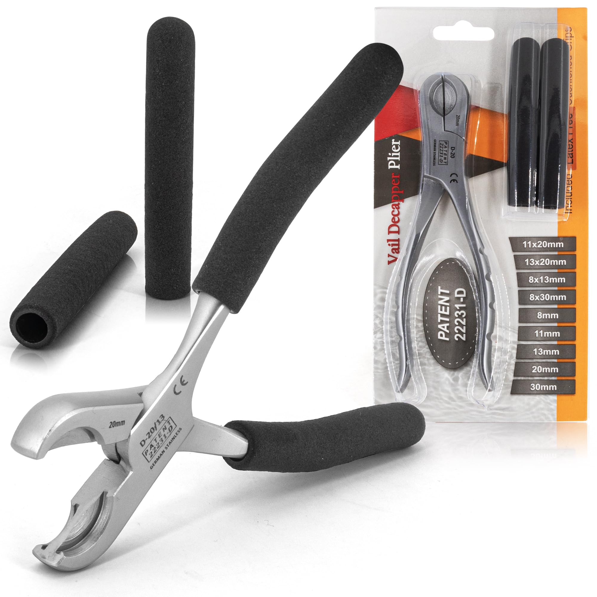 Dual Action Decapper Pliers for Crimped Vials and Bottles - 13mm & 20mm Lab Tools for Scientific Research and Pharmaceutical Use - Perfect for Laboratory, Medical, and Home Brewing Applications