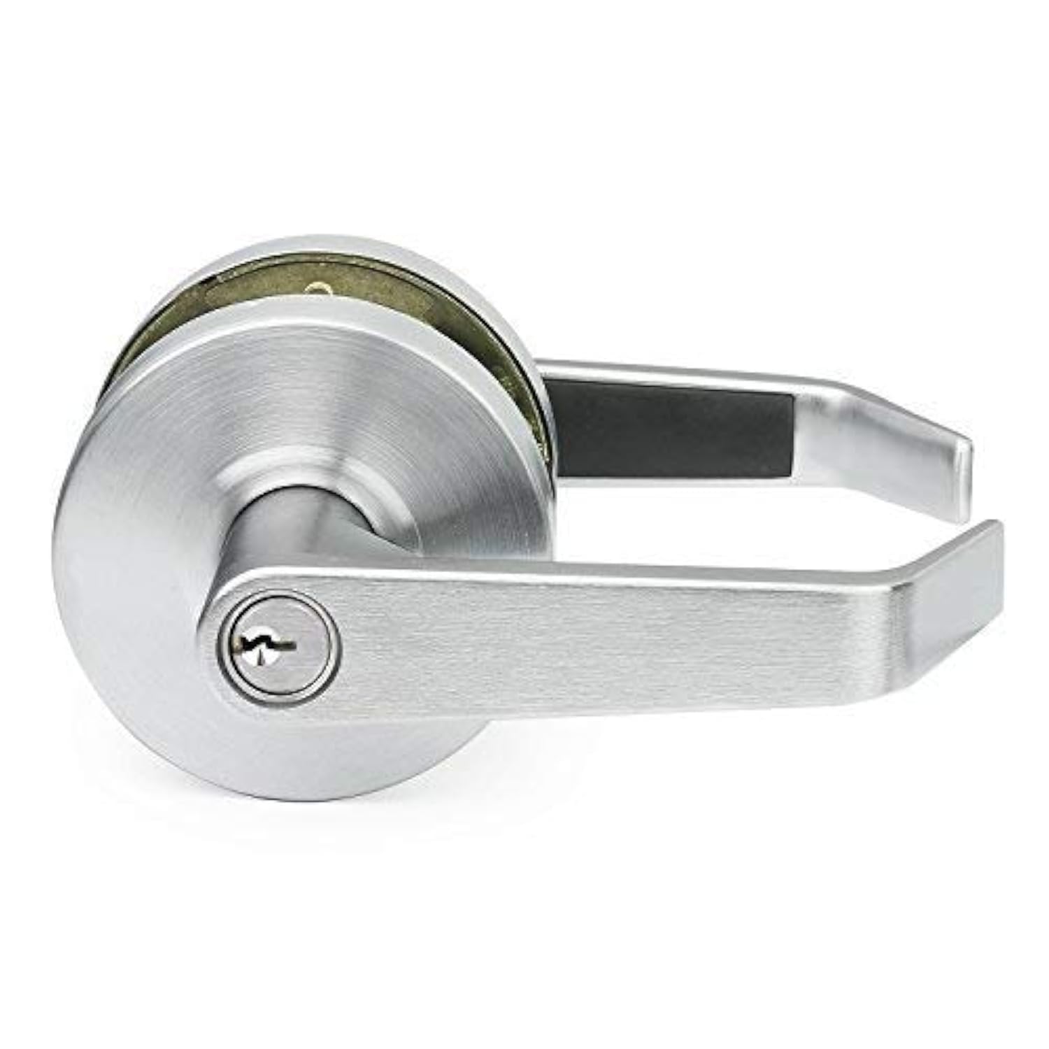Heavy Duty Lawrence Commercial Lever Door Lock with Keyed Entry - Grade 2 Storeroom Function Door Handle with Lock & Key in Brushed Chrome - Ideal for Office Buildings, Retail Stores, and Warehouse Security