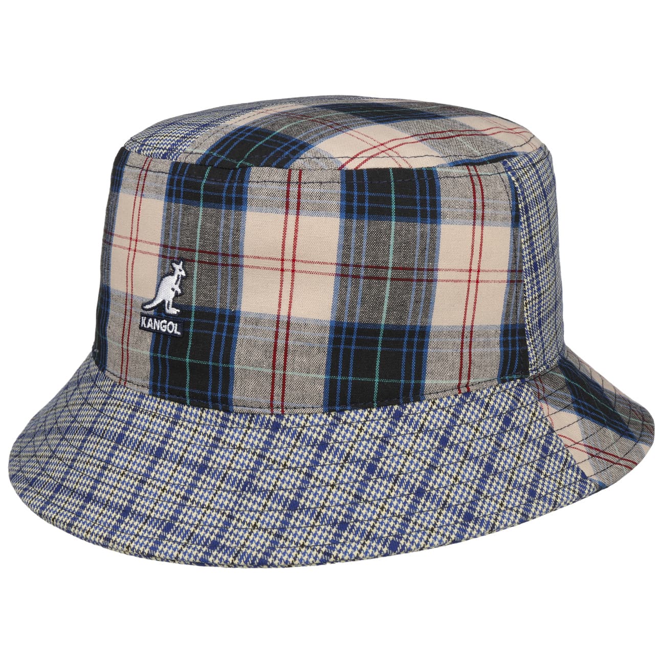 Kangol Plaid Mashup Bucket Fishing Hat for Men & Women - UV Protection Outdoor Sun Hat for Fishing, Hiking, Camping & Beach Activities