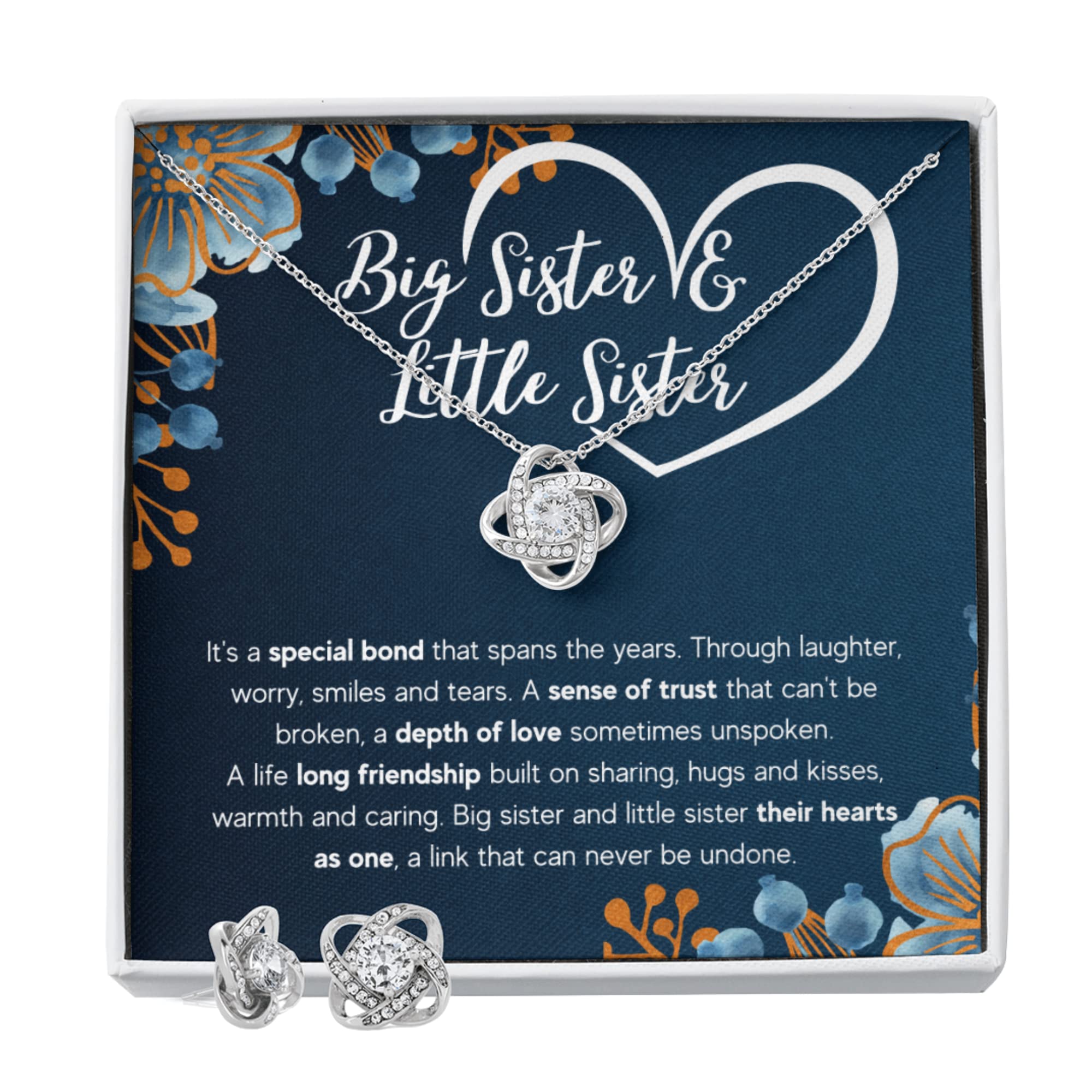 Best Sister Necklace Set for 2 - Big Sister & Little Sister Matching Jewelry with Message Card & Gift Box | Thoughtful Birthday Gift for Women | Perfect for Sibling Bonding, Special Occasions & Heartfelt Surprises