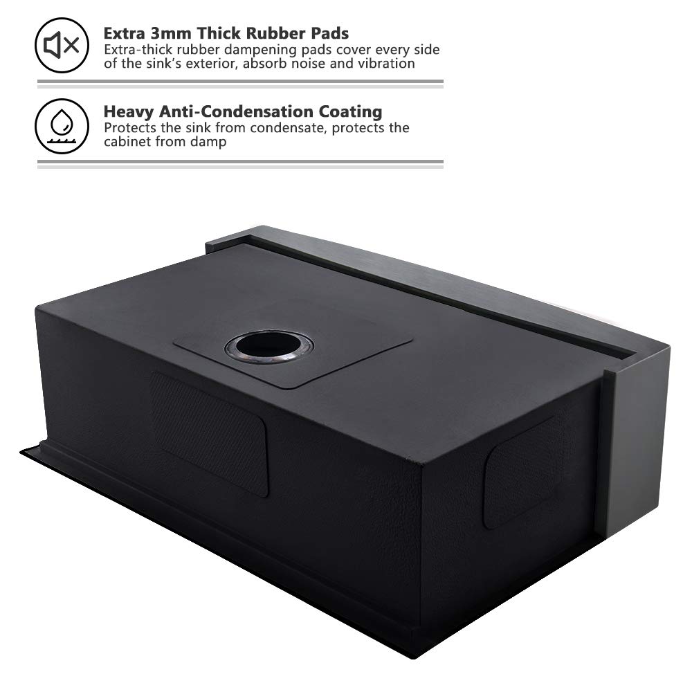 30 Inch Black Farmhouse Sink Workstation - VASOYO 30x22 Black Stainless Steel Apron Front Kitchen Sink with Cutting Board, 16 Gauge 10 Inch Deep Single Bowl for Modern Farmhouse, Rustic & Industrial Kitchens - Perfect for Meal Prep, Washing Large Pots & Entertaining