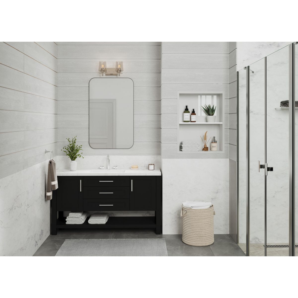 Calais Collection 2-Light Clear Glass Bathroom Vanity Light – Modern Sconce for Bathroom Mirror, Vanity, and Makeup Area – Perfect for Home, Apartment, and Spa Decor