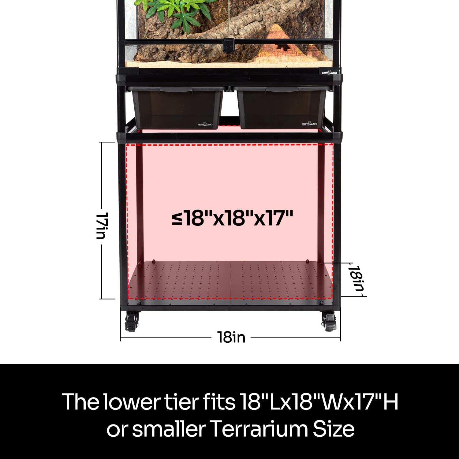 REPTIZOO Stackable Reptile Tank Stand with Wheels - 24