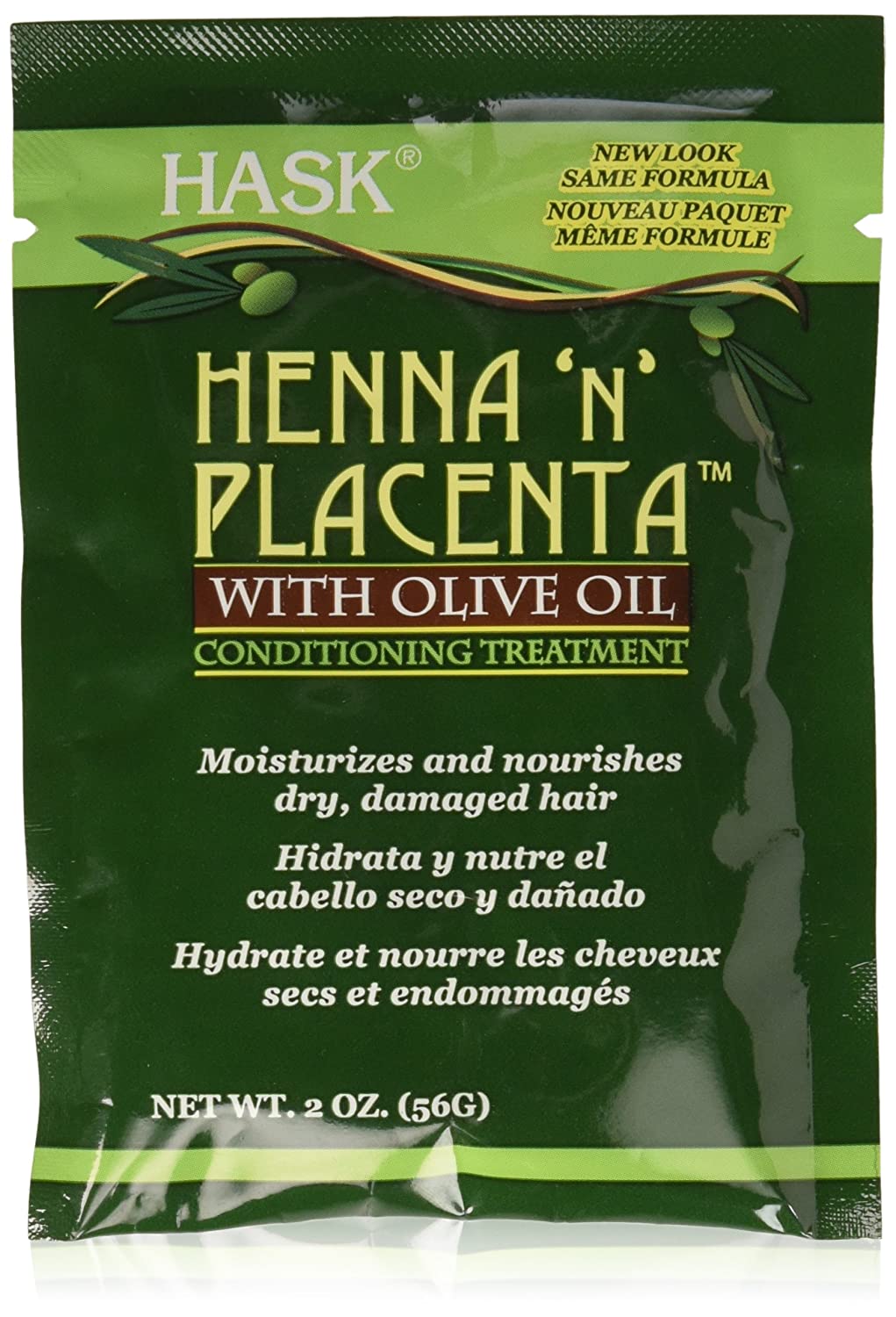 HASK Henna & Placenta Deep Conditioning Hair Treatment Packs - Repair Dry, Damaged Hair for Smooth & Shiny Results - Perfect for Salon-Quality Hair Care at Home