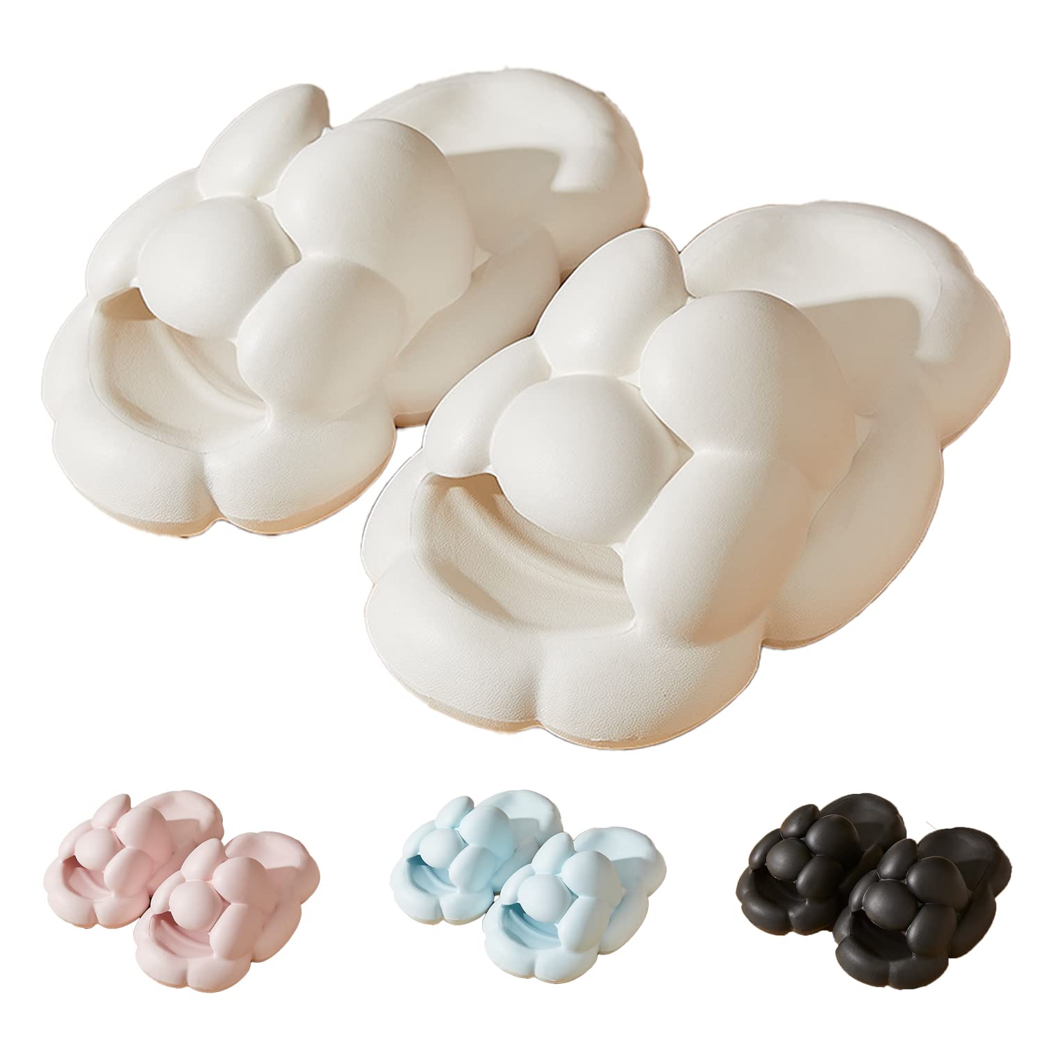 Cloud Bubble Slippers for Women & Men - Non-Slip Quick-Drying Bathroom Sandals with Cushion Thick Sole - Comfortable Indoor/Outdoor Slides for Home, Pool, Beach & Spa Use