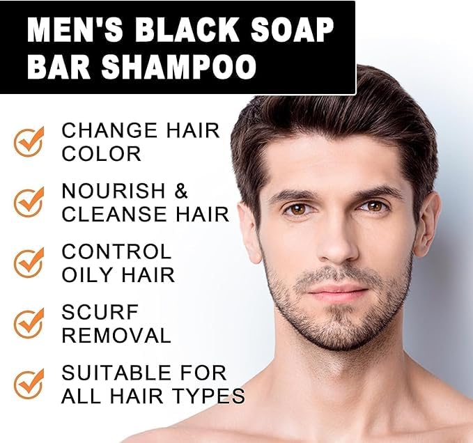 Natural Charcoal Shampoo Bar for Gray Hair - Sundaz Pure Gray Hair Reverse & Darkening Bar with Bamboo Charcoal - Vegan Hair Darkening Soap for Men & Women | Perfect for Daily Hair Care & Natural Gray Coverage