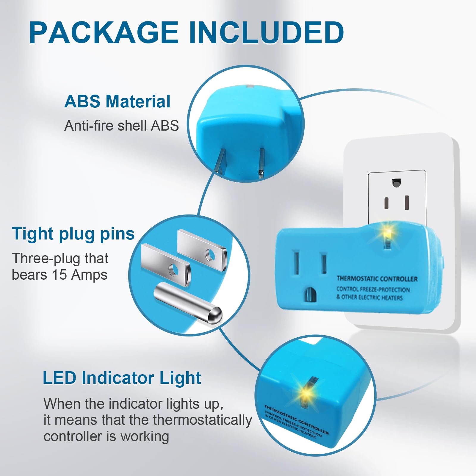 YeloDeer 3-Pack Upgraded Thermostat Outlet - Auto On/Off at 38°F/50°F for Greenhouse, Well House, Pond De-icers, Farm & RV Heaters - Perfect for Winter Protection & Energy Saving