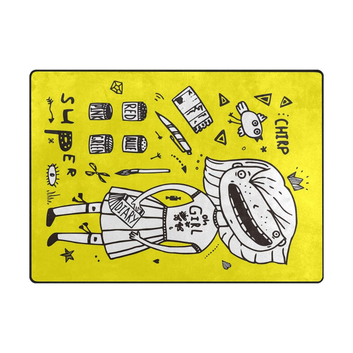 Non-Slip Video Game Themed Area Rug - Soft Floor Mat for Kids Room, Living Room & Dining Room Decor | Machine Washable Large Carpet with Yellow Background & Fun Design | Perfect for Play Areas, Fall Prevention & Gaming Spaces