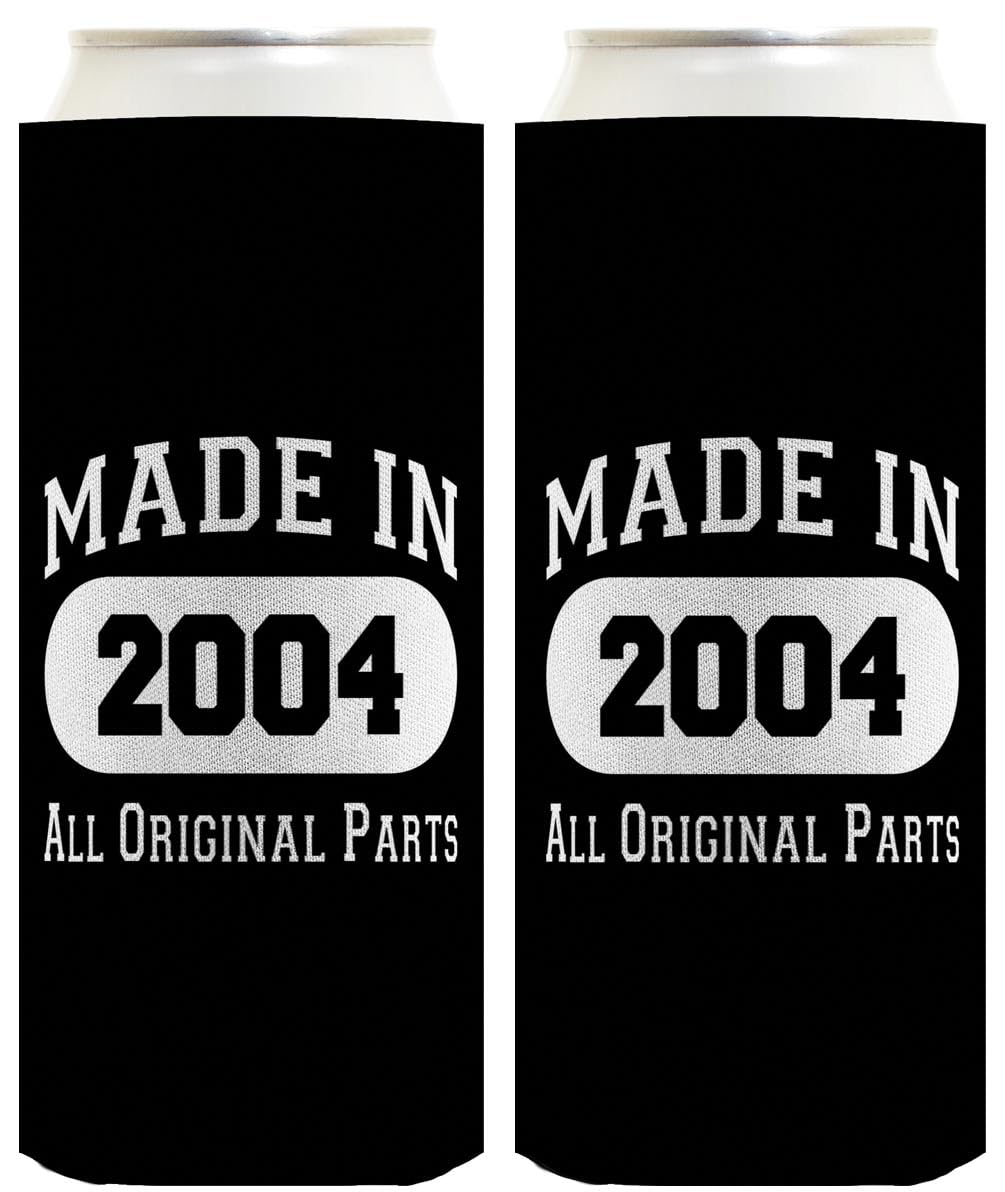 Vintage 1955-Inspired 70th Birthday Gifts for Women - 2-Pack Ultra Slim Black Can Thermocoolers | Perfect for Outdoor Picnics, Beach Parties & Keeping Drinks Cold