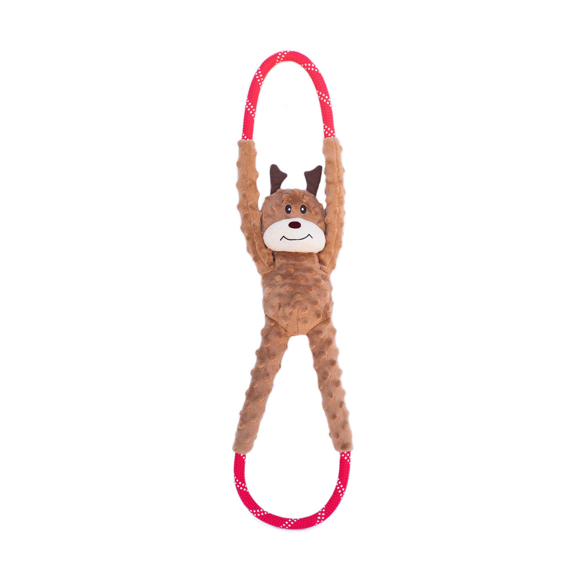 Zippy Paws Reindeer Rope Tugz Dog Toy - Durable Chew Toy for Small & Large Dogs, Interactive Play & Teeth Cleaning - Perfect for Indoor & Outdoor Playtime, Training & Bonding
