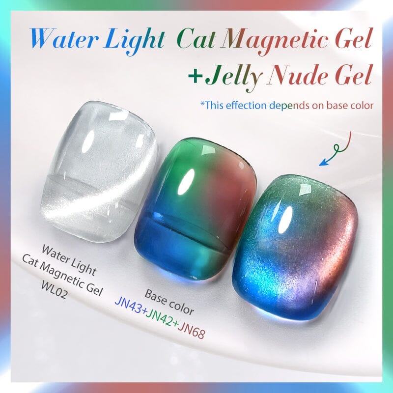 2PCS Set Water Light Cat Magnetic Gel & Jelly Nude Gel - Long Lasting Nail Polish for Manicure, Perfect for Daily Wear & Special Occasions