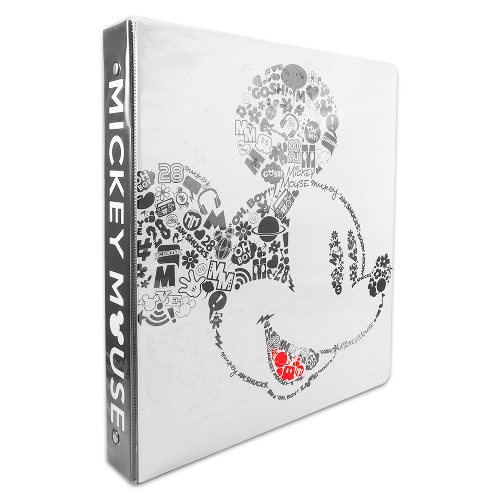 Mickey Mouse 3-Ring Binder 1.5 Inch - White and Black School Binder for Kids & Adults - Perfect for Office, Home, Vacation Planner, and School Supplies (Mickey Mouse Folder) - Organize Documents, Homework, and Travel Plans with Style