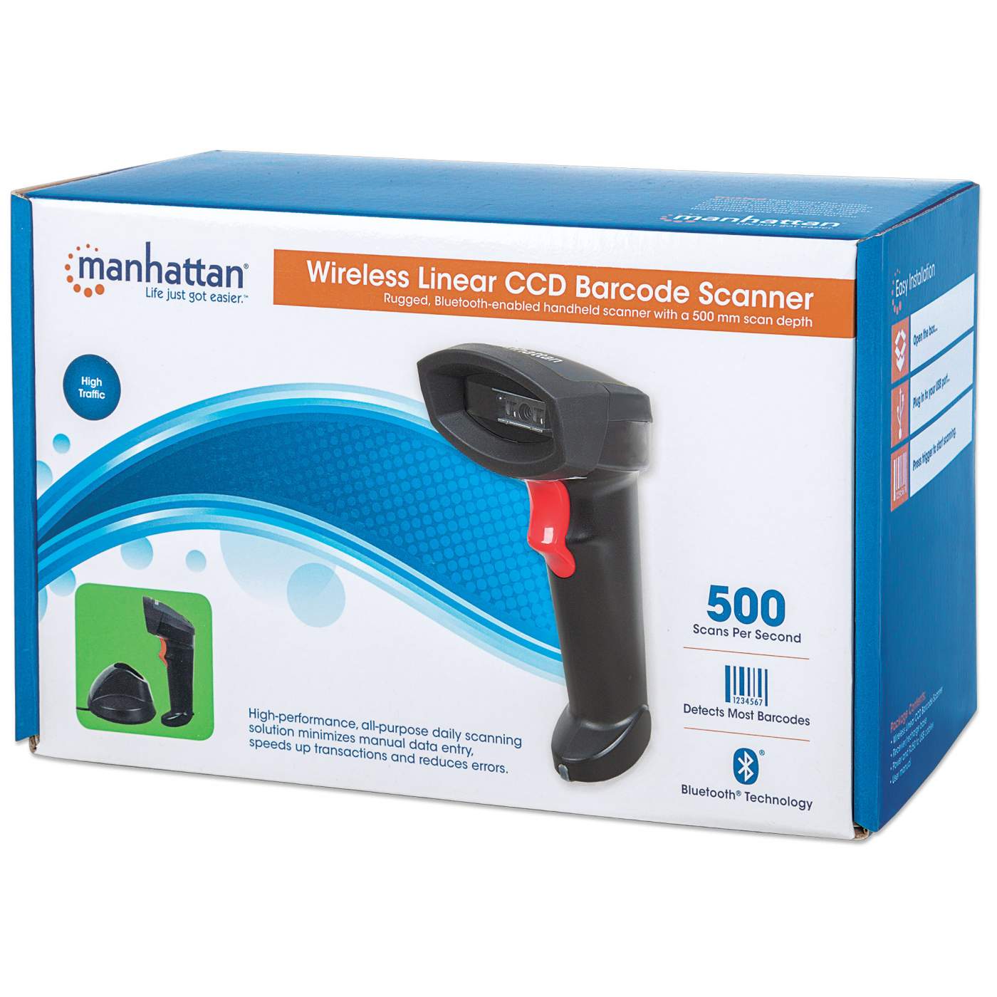 Wireless Linear CCD Barcode Scanner - Fast & Accurate 1D Barcode Reader for Retail, Warehouse & Inventory Management (USB/Bluetooth Connectivity) - Perfect for Supermarkets, Logistics and POS Systems