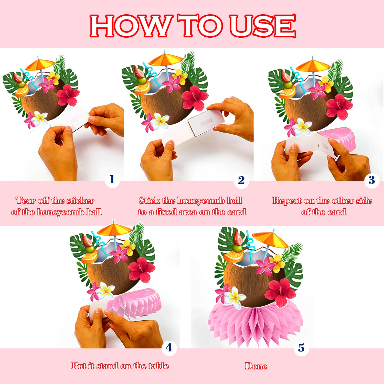 12 Pcs Tropical Honeycomb Centerpieces for Luau Party Decorations - Hawaiian Themed Table Decor, Hawaii Luau Party Supplies, Vibrant Tropical Party Decorations - Perfect for Beach Parties, Summer BBQs & Hawaiian Theme Events