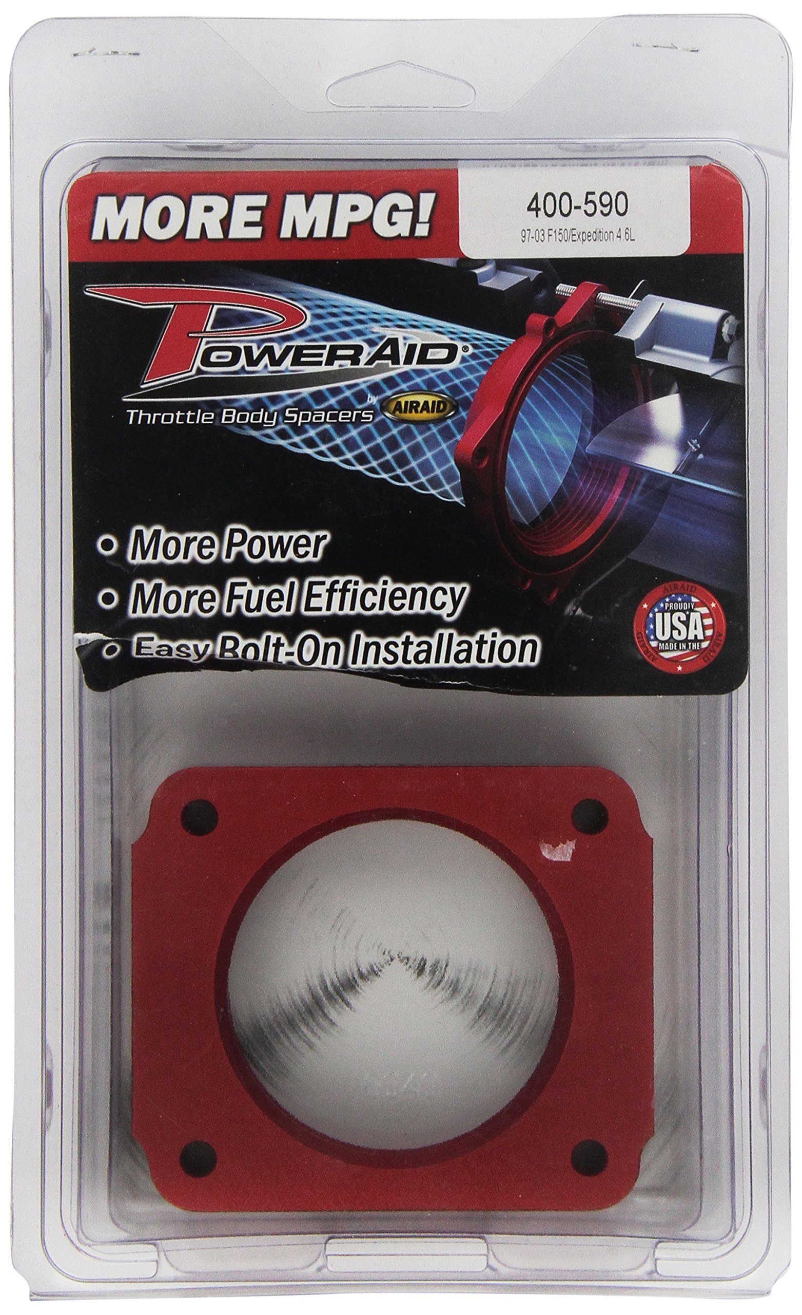 Airaid 400-590 PowerAid Throttle Body Spacer for Improved Engine Performance & Fuel Efficiency - Perfect for Off-Roading, Racing & Daily Driving