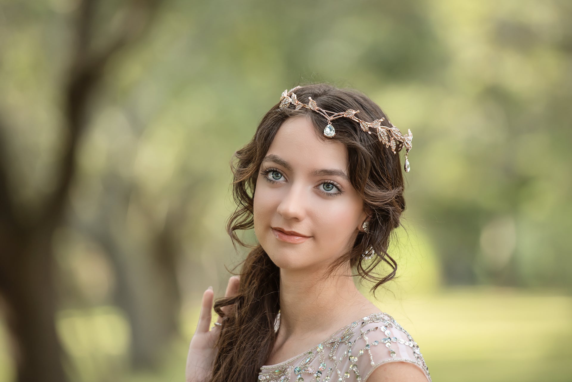 Rose Gold Waterdrop Tiara for Women - Pixie Princess Crown for Weddings, Prom, Cosplay & Fantasy Events