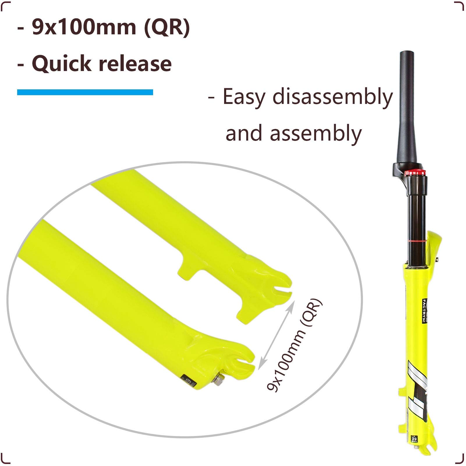 Premium Mountain Bike Air Fork - 26/27.5/29 Inch Magnesium Alloy Suspension Fork with 120mm Travel - Compatible with 1.5-2.45