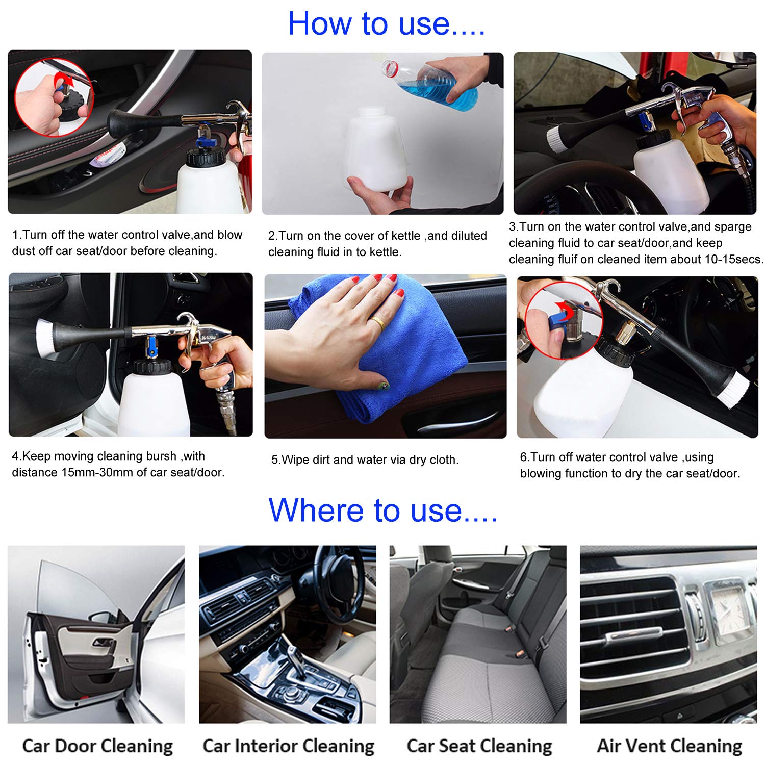 CPROSP Tornado Cleaning Gun - High Pressure Car Wash Gun for Interior & Exterior Cleaning, Universal Fit for Most Vehicles - Perfect for Detailing, Home, and Commercial Use