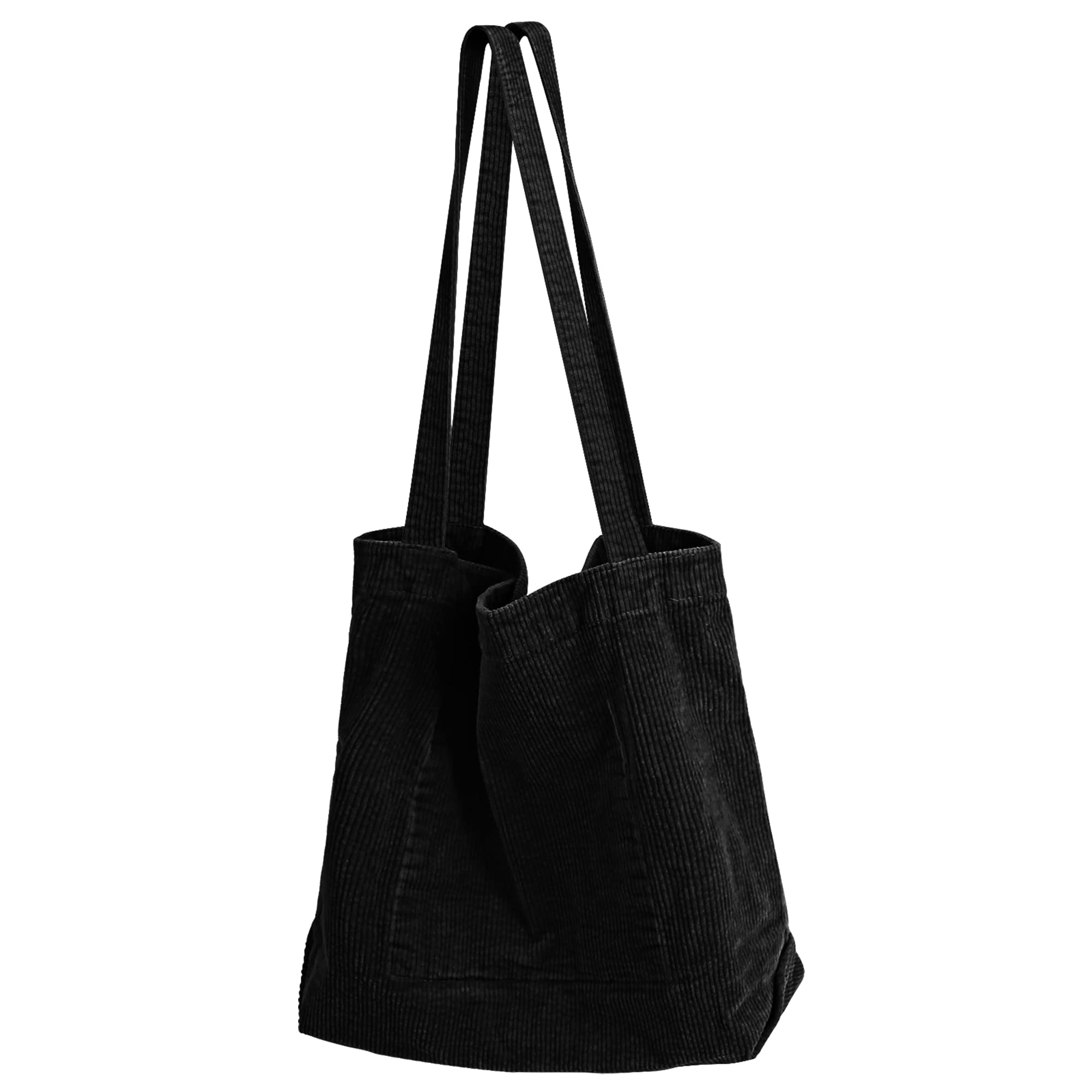 VIJIV Women's Corduroy Tote Bag - Large Capacity Canvas Shoulder Bag with Pockets | Aesthetic Hippie Style Handbag for Work, Travel & Daily Use