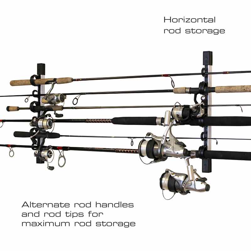 ALL WEATHER 6 ROD WALL OR CEILING ROD RACK - Heavy Duty Fishing Pole Holder for Garage, Boat & Outdoor Storage