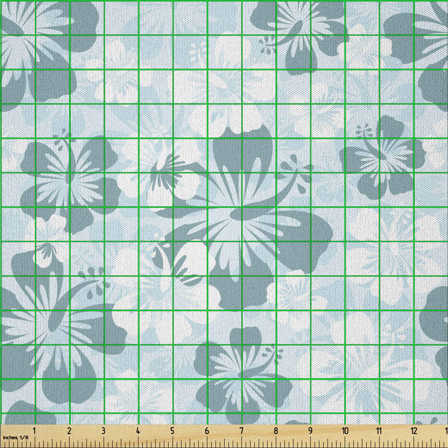 Ambesonne Hawaii Fabric by The Yard - Faded Floral Blooming Nature Design, Pale Blue Turquoise Microfiber Fabric for DIY Arts & Crafts, Home Decor, Quilting & Upholstery | Perfect for Spring Season Projects, Pillow Covers & Wall Hangings