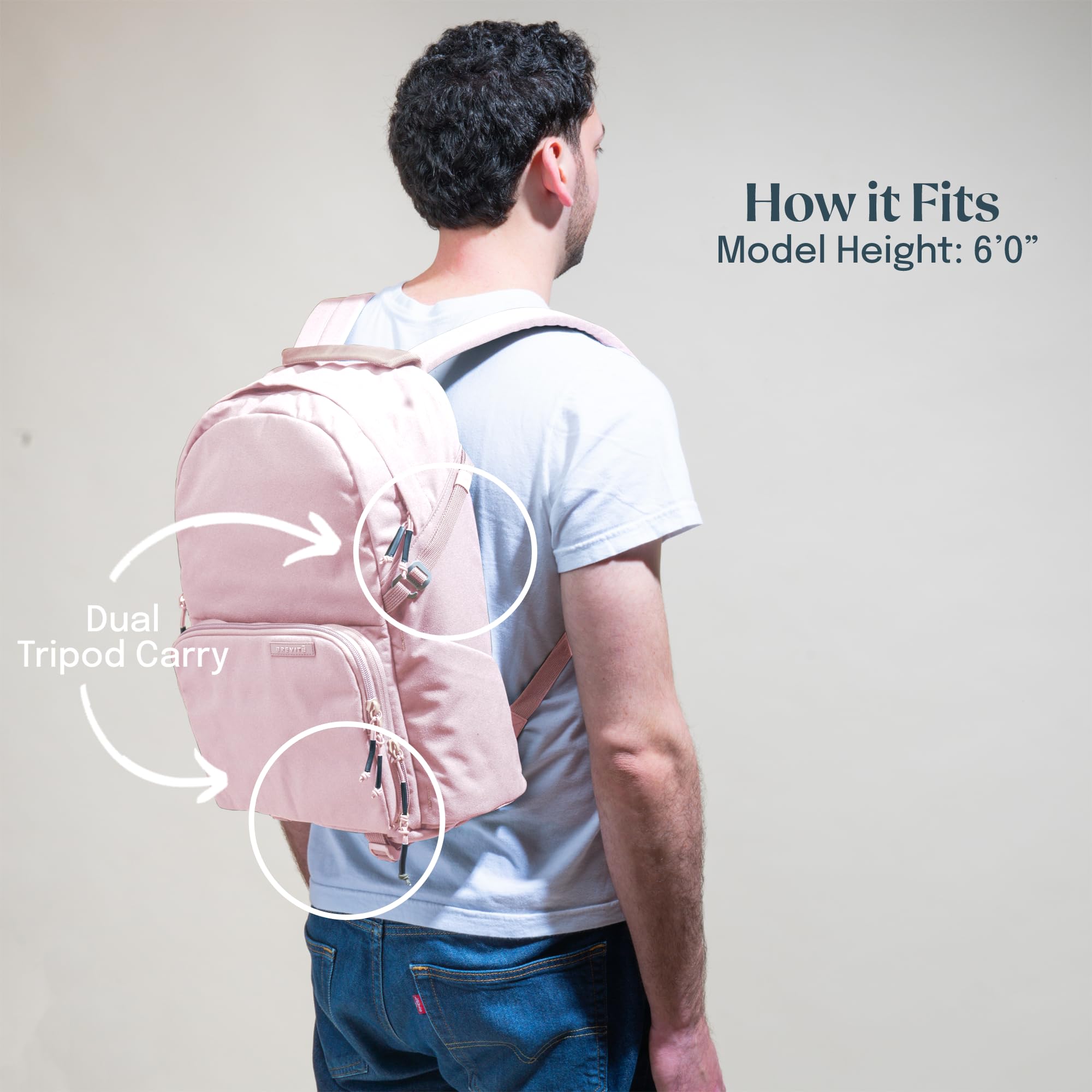 BREVITE The Jumper 18L Compact Camera Backpack for Photographers - Lightweight DSLR & Laptop Travel Backpack with Padded Compartment (Blush Pink) - Perfect for Hiking, City Exploration & Airplane Carry-On