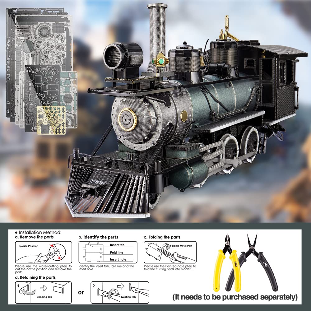 Piececool 3D Metal Puzzle for Adults - Mogul Steam Engine Model Kit | Challenging DIY Building Kit for Hobbyists | Perfect Birthday & Christmas Gift for Engineers & Collectors | Great for Home Decoration, Office Display & STEM Education