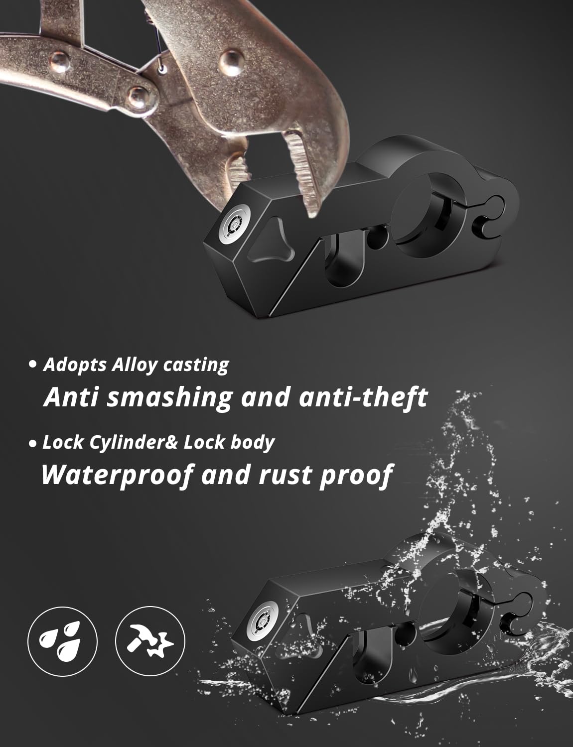 Oasser Motorcycle Lock Set - Anti-Theft for Bikes & ATVs - Secure Handlebars & Helmets on the Go