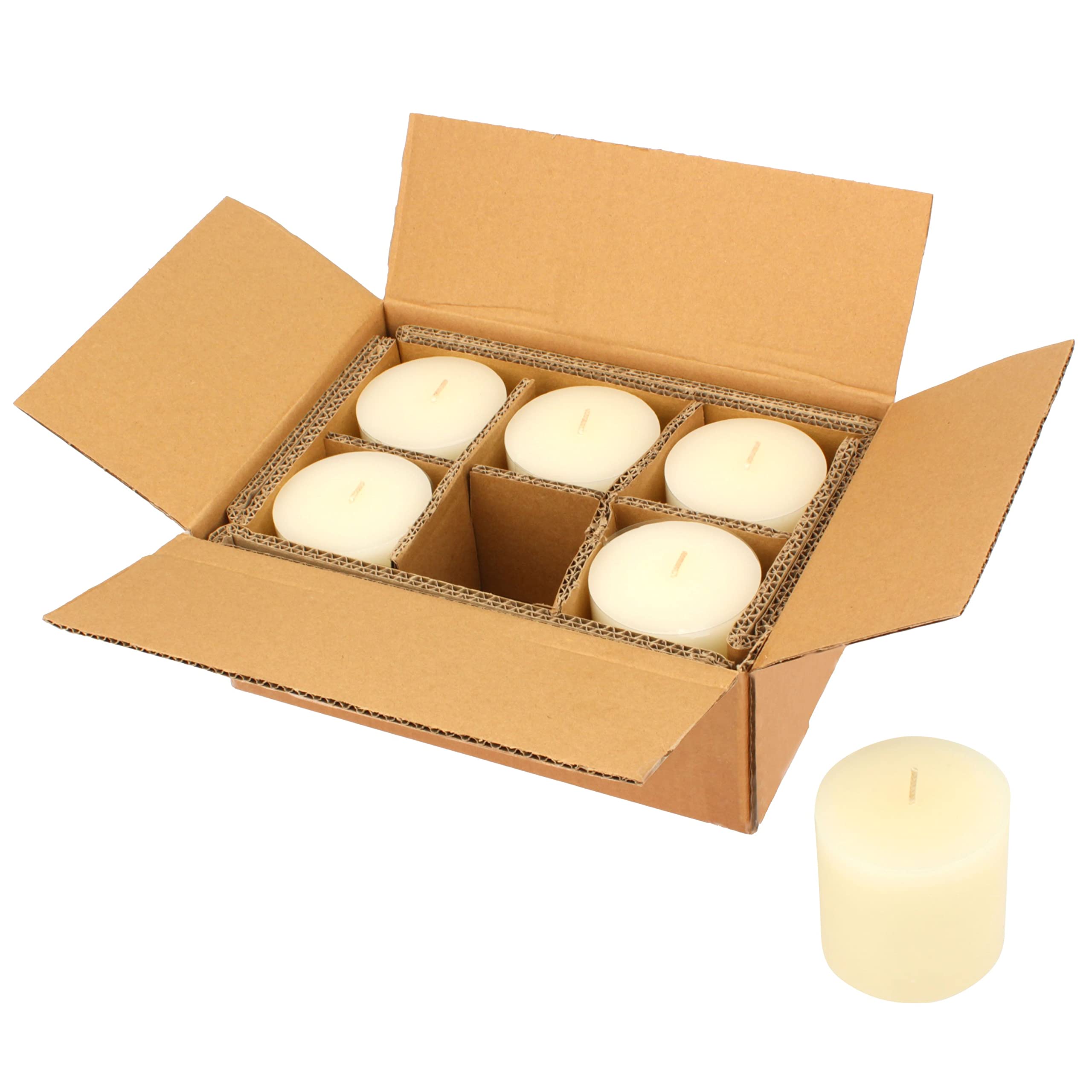 Stonebriar 3x3 Inch Unscented Ivory Pillar Candles - 6 Pack, 40-Hour Burn Time for Weddings, Home Decor & Romantic Dinners
