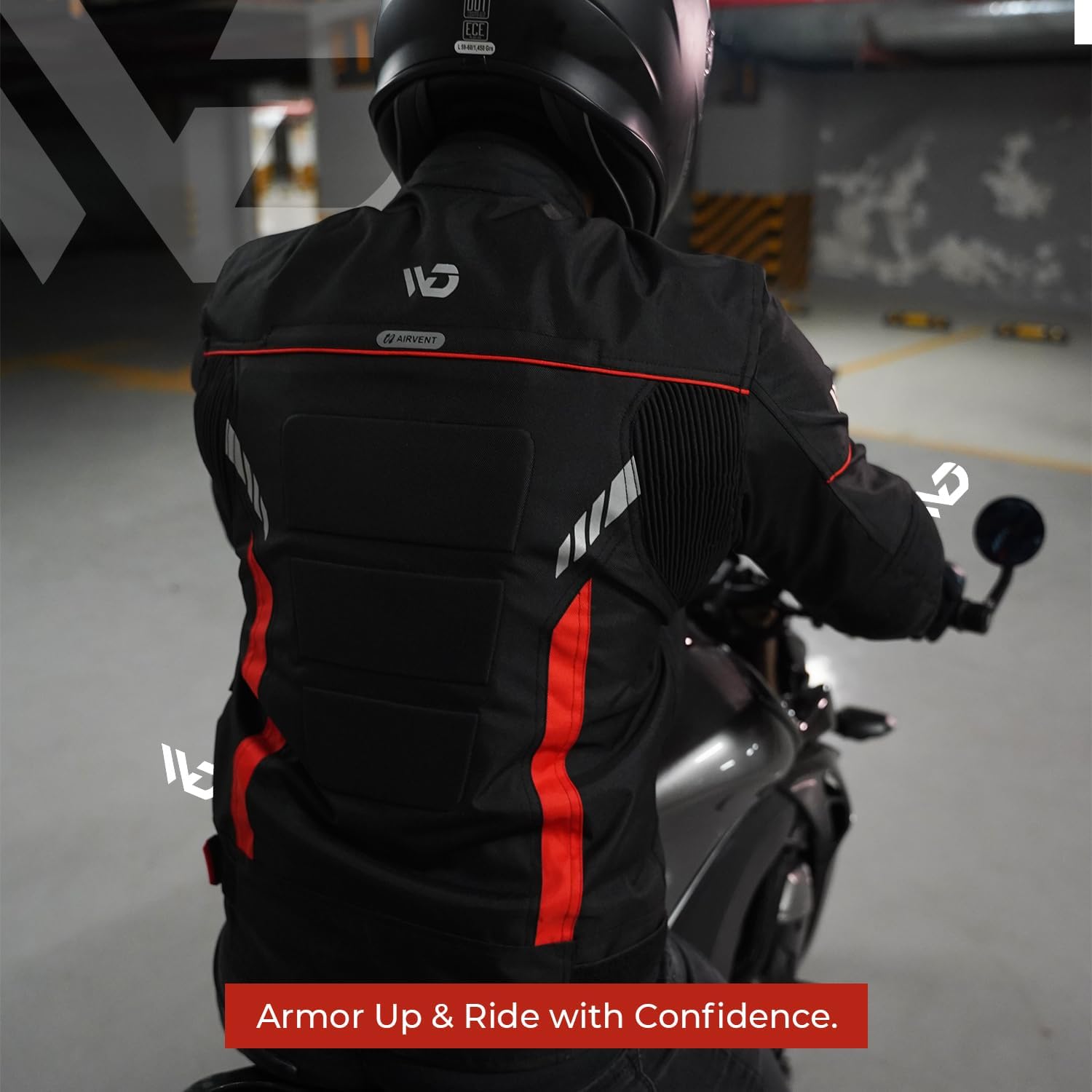 WD Men's CE Armored Motorcycle Jacket - Breathable Cordura Fabric with Padding & Reflective Strips for Night Visibility - Vegas 2.0 Powersports Protective Gear (Red, 4XL) - Ideal for Street Riding, Commuting & Adventure Tours