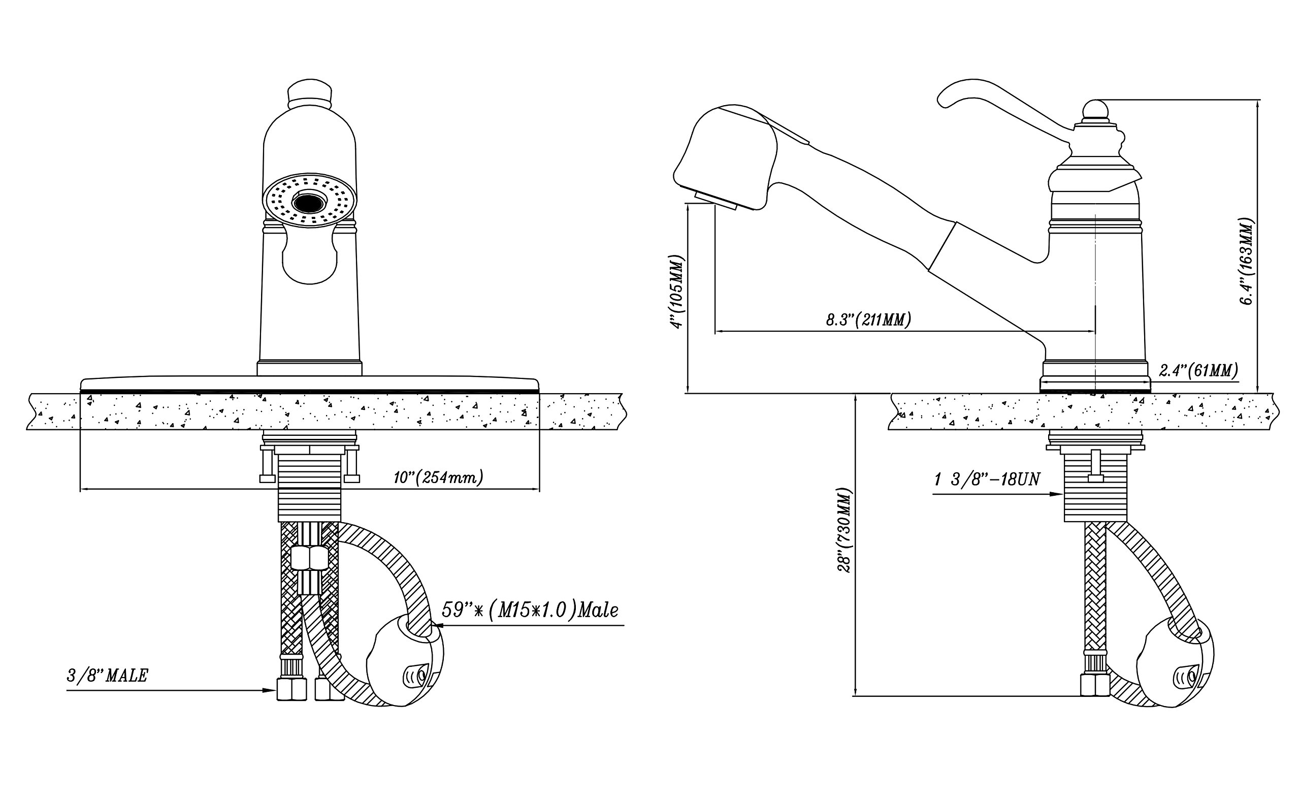 Pacific Bay Bainbridge Pull-Out Kitchen Faucet in Chrome - High Arc Modern Design for Easy Washing & Filling Large Pots - Perfect for Home Kitchen, RV, and Restaurant Use