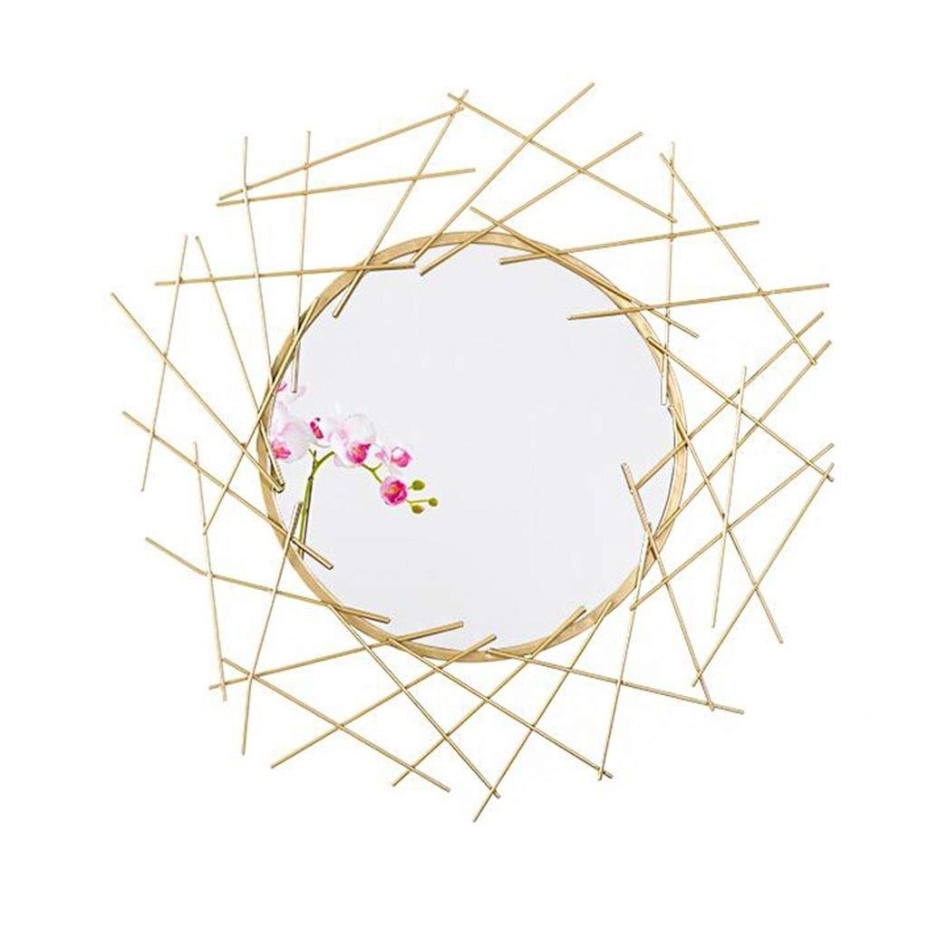 LZDD Modern Geometric Beveled Gold Round Mirror - Art Deco Sunburst Wall Mirror for Living Room, Bedroom & Bathroom Decor - Vintage Retro Accent Mirror with Sidney Effect