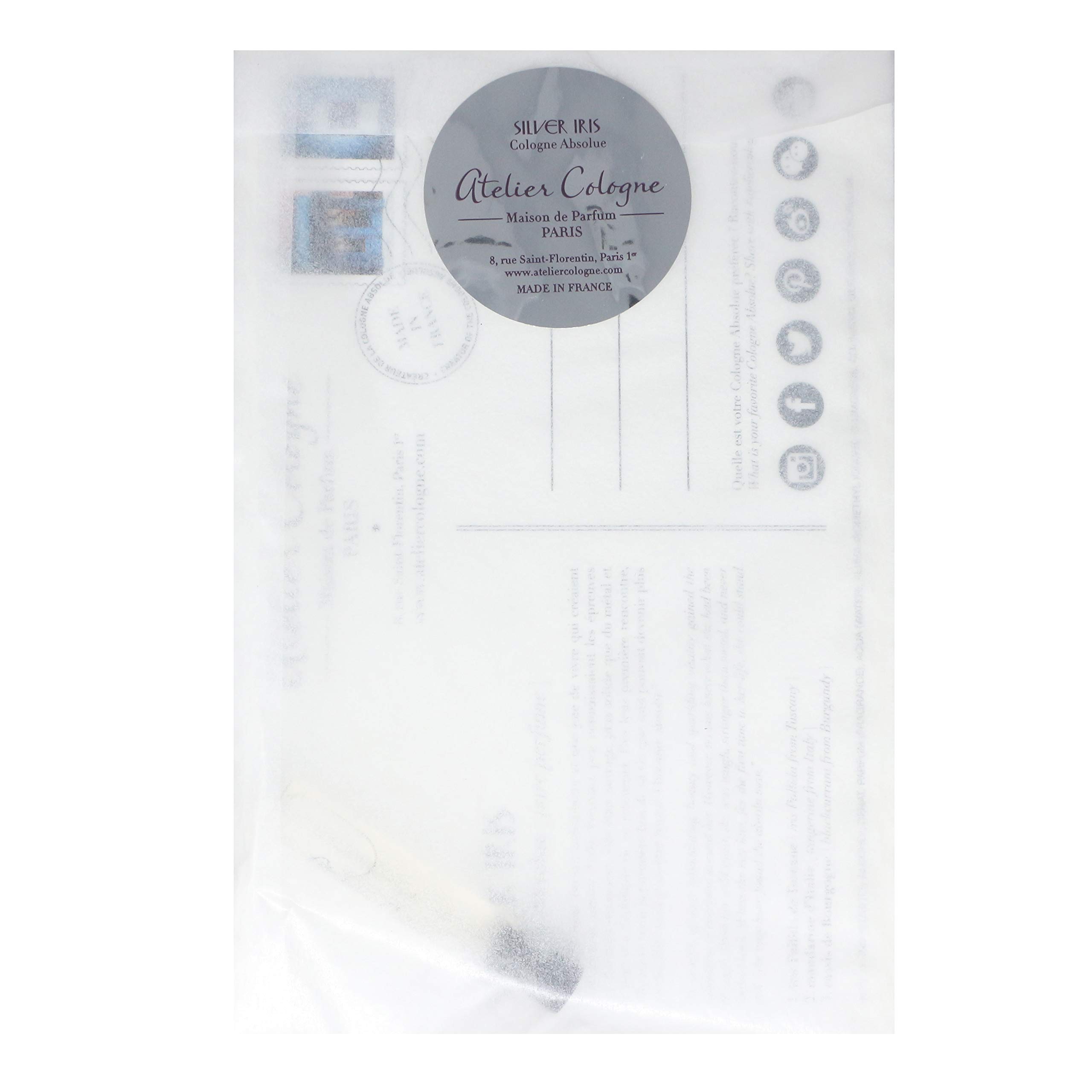 Atelier Cologne SILVER IRIS Cologne Absolue Vial - 2ml Luxury Perfume Sample with Postcard | Travel Size Fragrance for Women & Men, Perfect for Gifts, Everyday Wear & Special Occasions