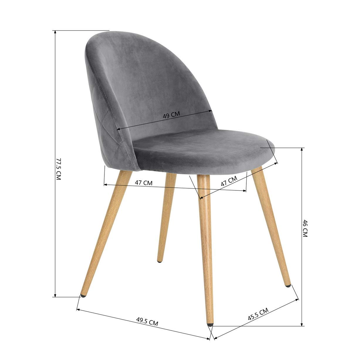 CozyCasa Modern Velvet Dining Chairs Set of 2 - Grey Upholstered Armchairs with Comfortable Seat for Living Room, Kitchen & Guest Room | Perfect for Dinner Parties, Home Decor & Accent Seating