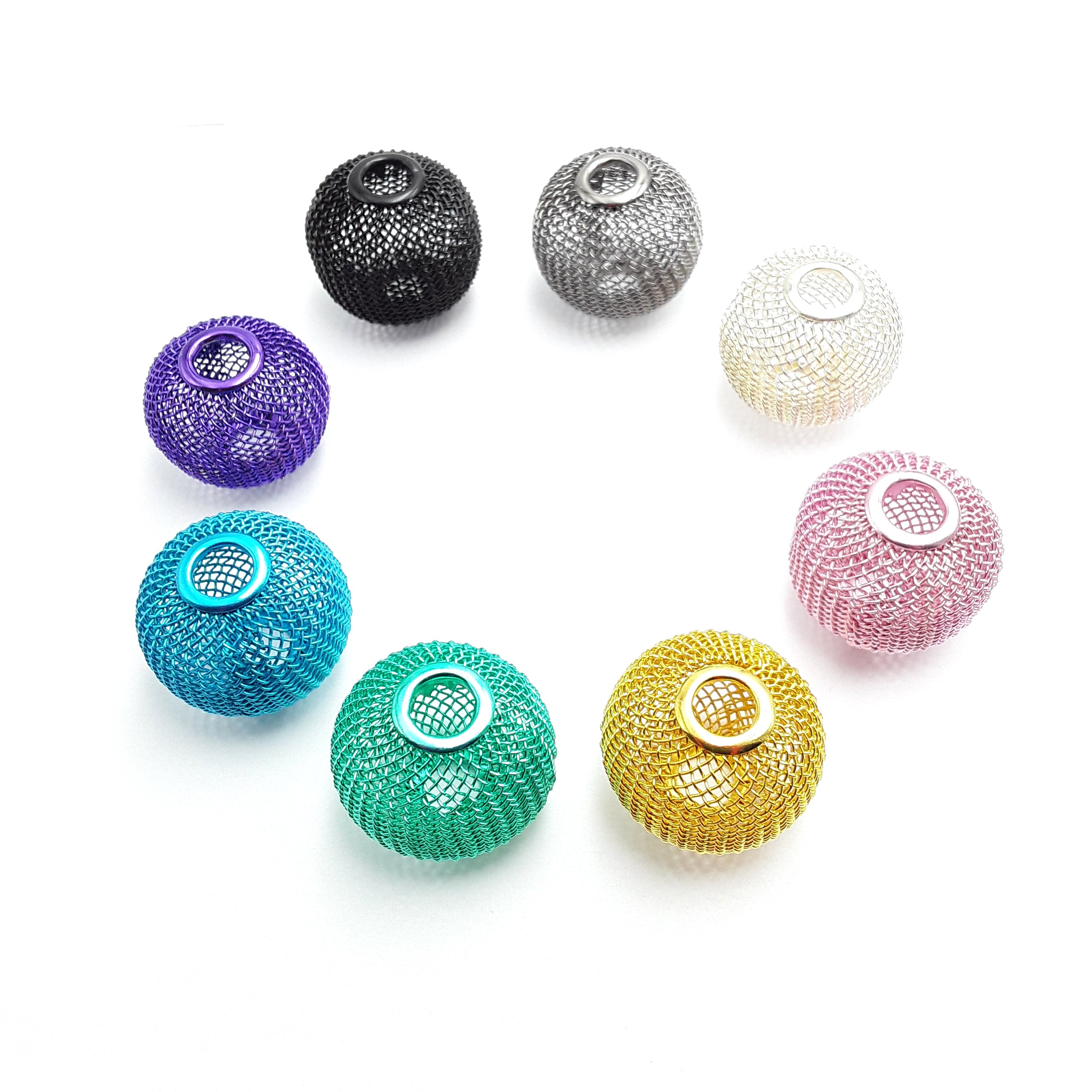 26x30mm Metal Wire Mesh Ball Beads - DIY Jewelry Making Supplies, Craft Decorations (Sold Individually) - Perfect for Necklaces, Bracelets, Home Decor & Gift Packaging