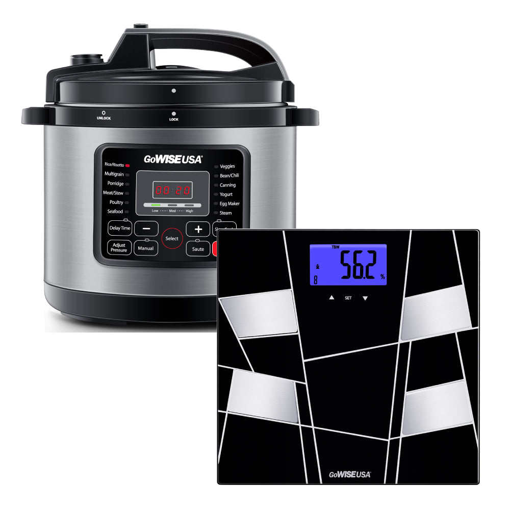 12-in-1 Multi-Function Electric Pressure Cooker with Smart Body Fat Scale - Perfect for Meal Prep, Healthy Cooking & Weight Management at Home