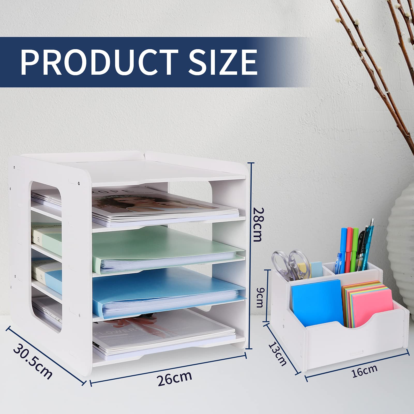 5-Tier Letter Tray Organizer - A4 Paper File Holder & Desk Document Organizer for Home, Office & School | Perfect for Mail Sorting, Bill Organization & Office Supplies Storage