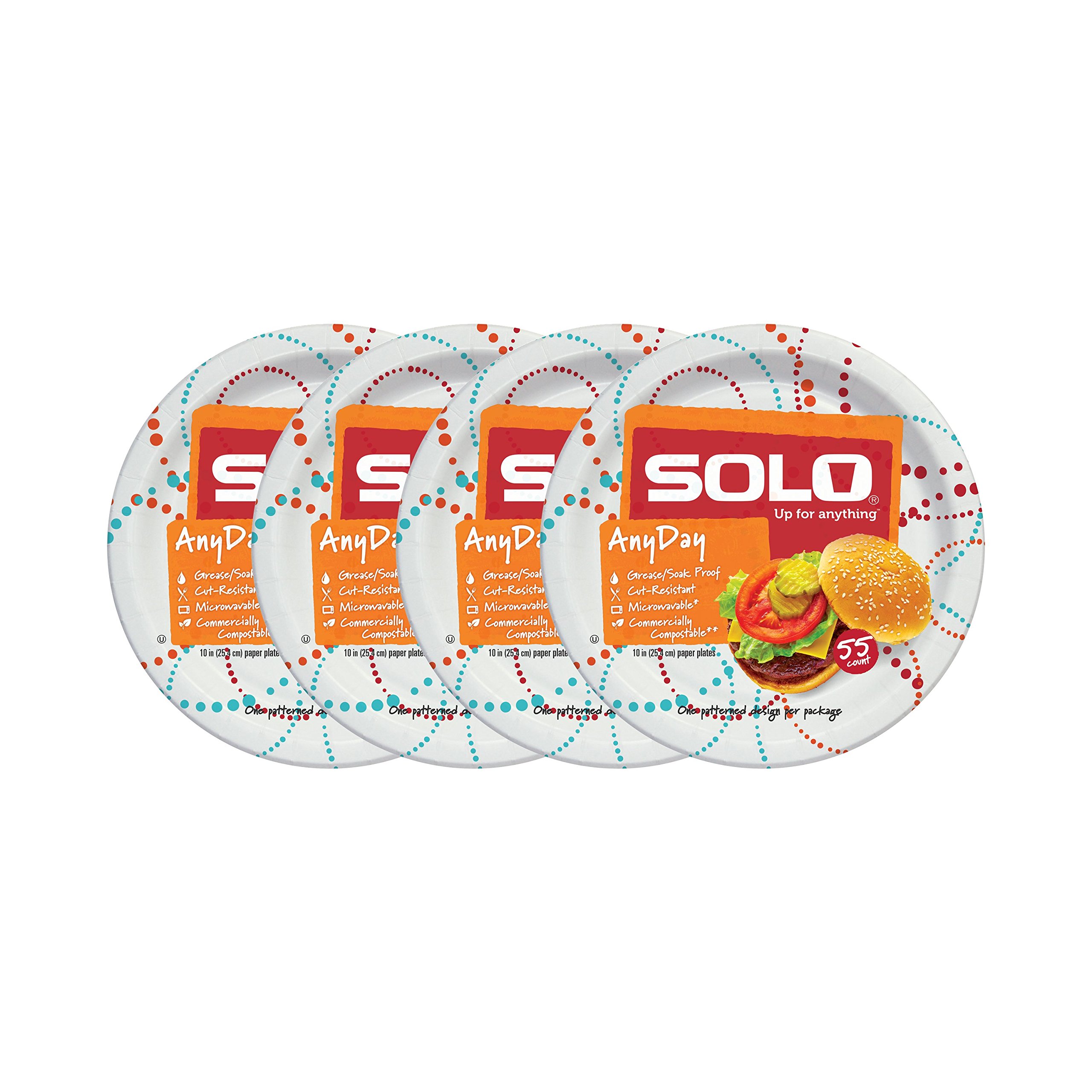 SOLO Cup Company 10 Inch Paper Plates, 220 Count - Heavy Duty Disposable Plates for Parties, BBQs, Picnics & Everyday Use