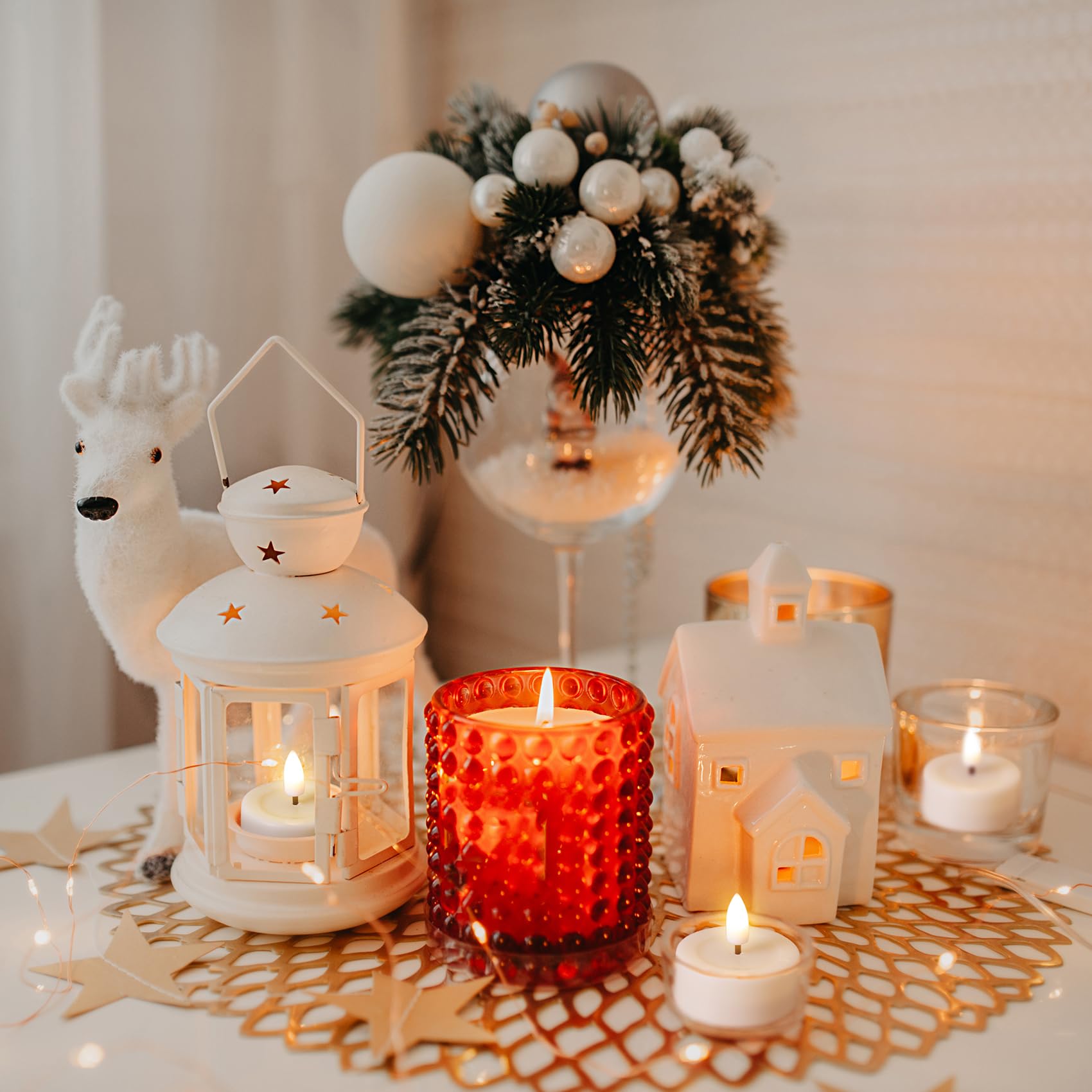 Eywamage 10-Pack White Flameless LED Tea Light Candles with Remote Control & Batteries - Realistic Flickering for Weddings, Parties, Home Decor, and Relaxation