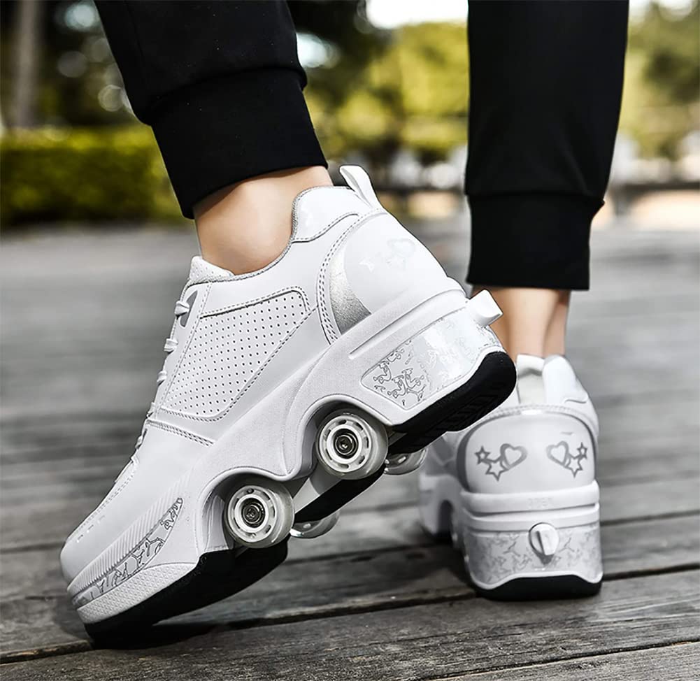 2-in-1 Deformable Roller Shoes for Men & Women - Convertible Parkour & Inline Skates with Double-Row Wheels | Outdoor Sports, Fitness Training & Urban Commuting Shoes